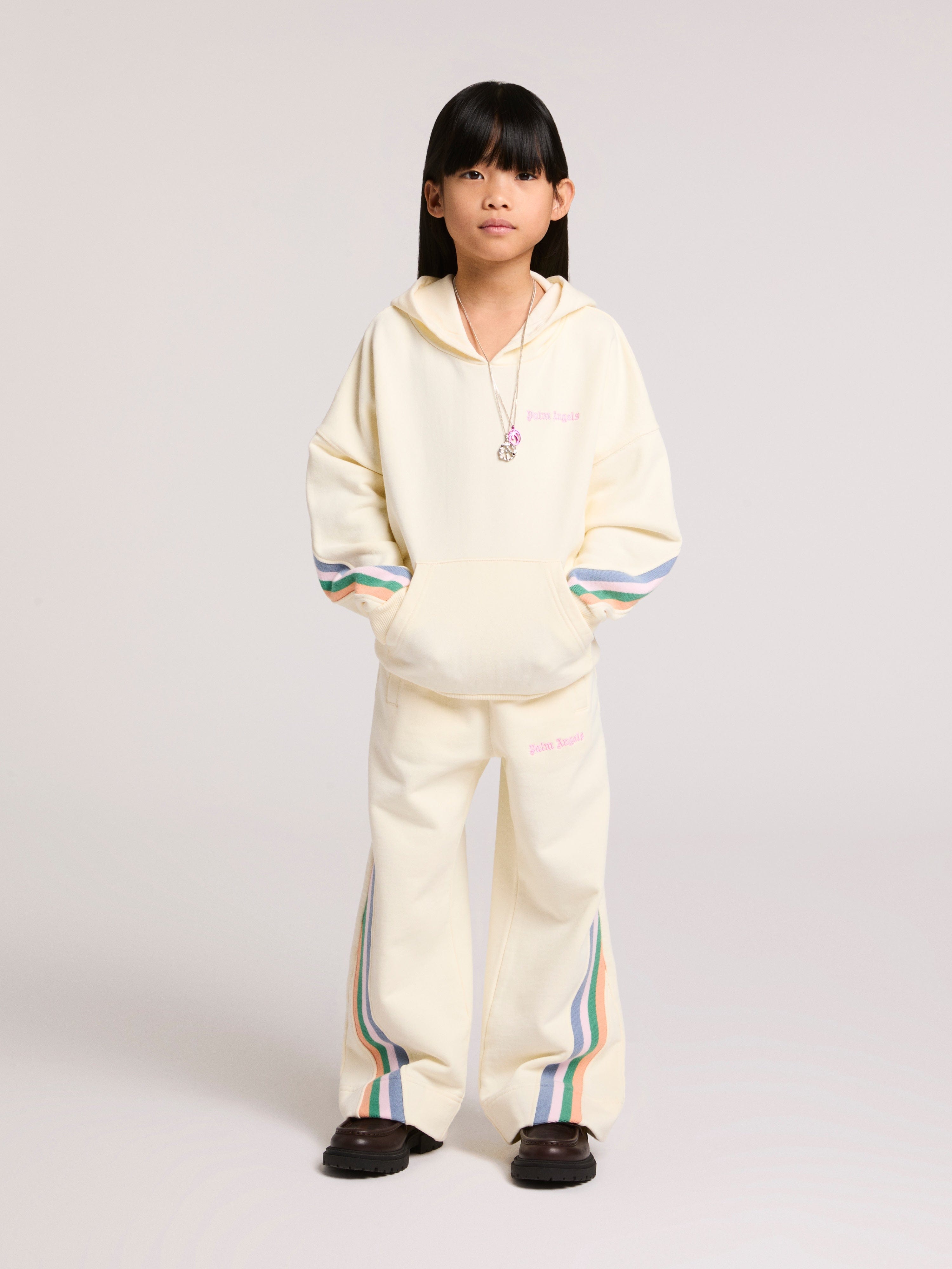 Palm Angels Girls Colourful Track Wide Pants in Ivory | Childsplay