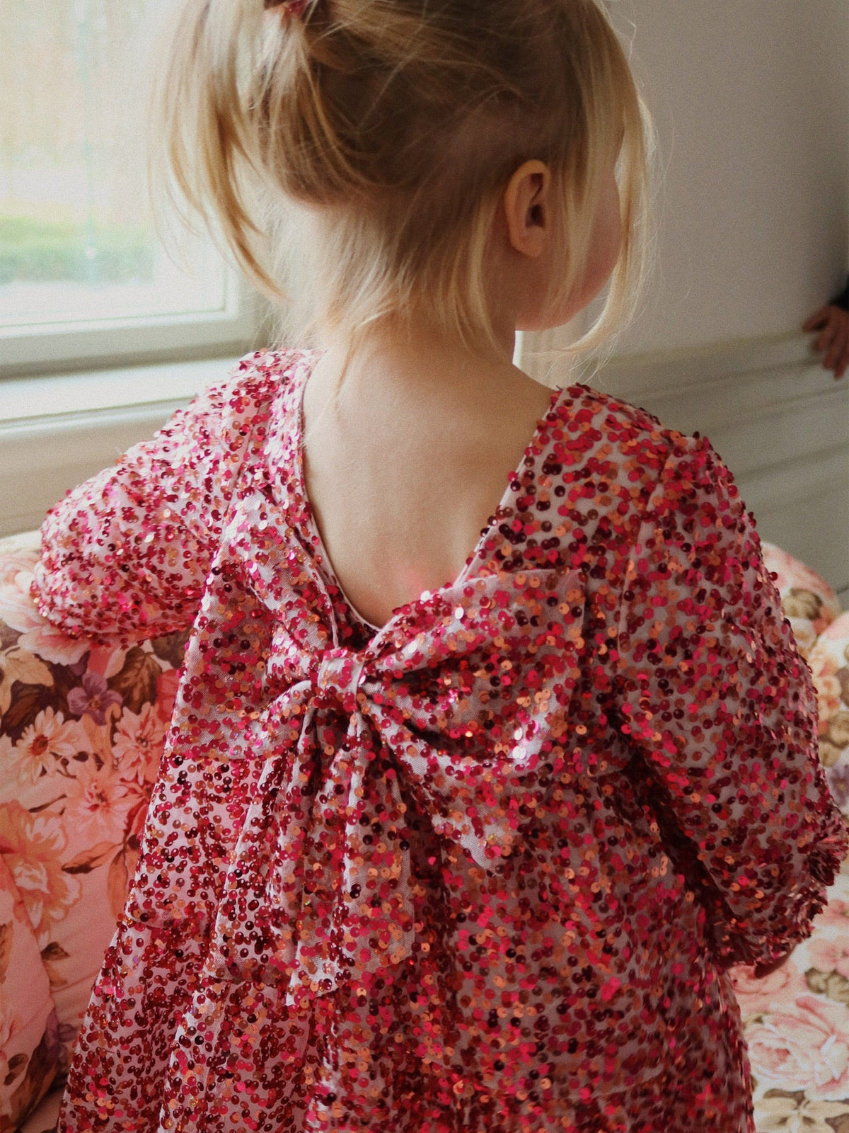 Konges Sløjd Girls Lila Sequin Bow Dress in Red