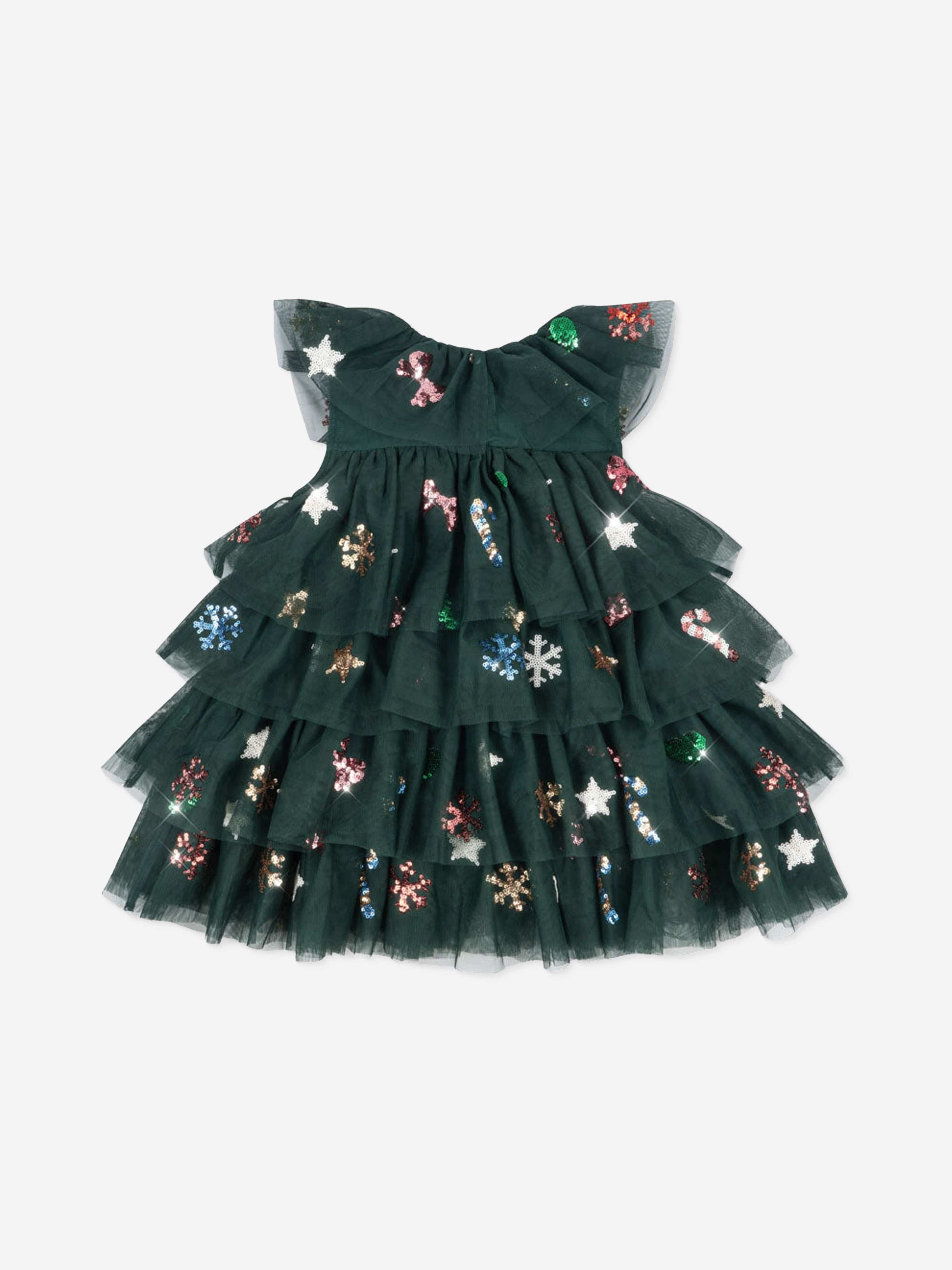Konges Sløjd Girls Yvonne Tulle Christmas Dress in Green