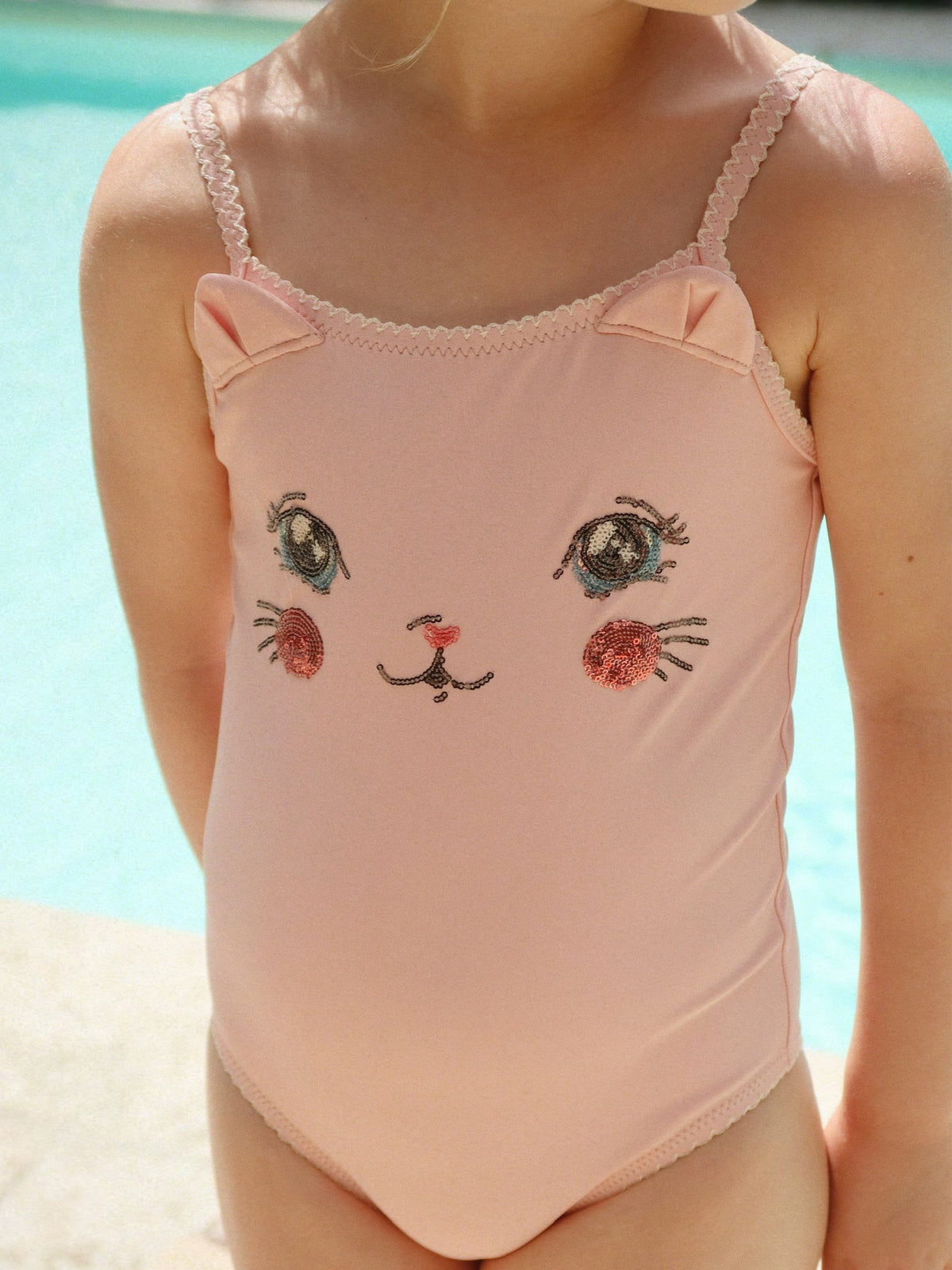 Konges Sløjd Girls Kitty Swimsuit in Pink | Childsplay Clothing