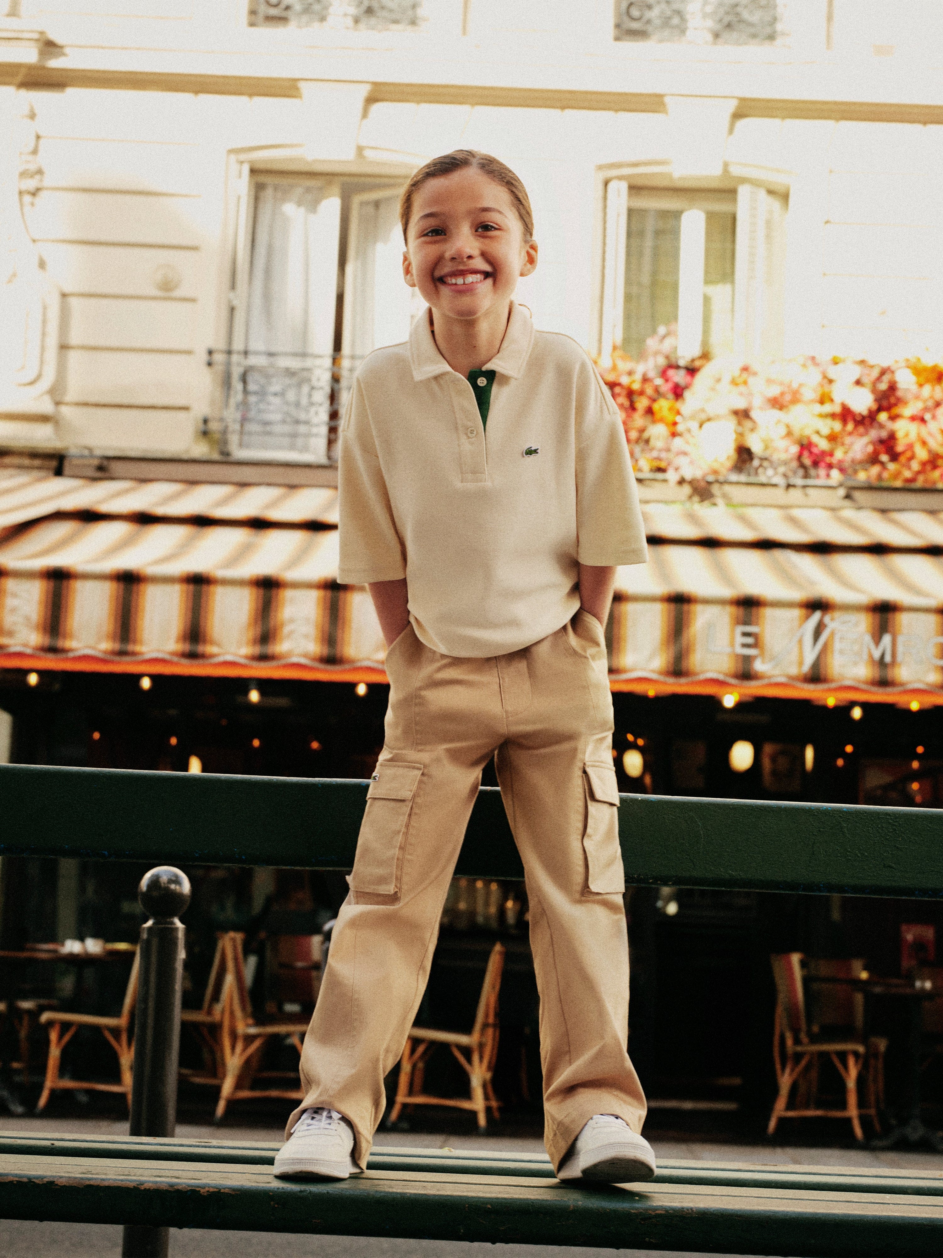 Lacoste Girls Oversized Polo Shirt in Ivory | Childsplay Clothing