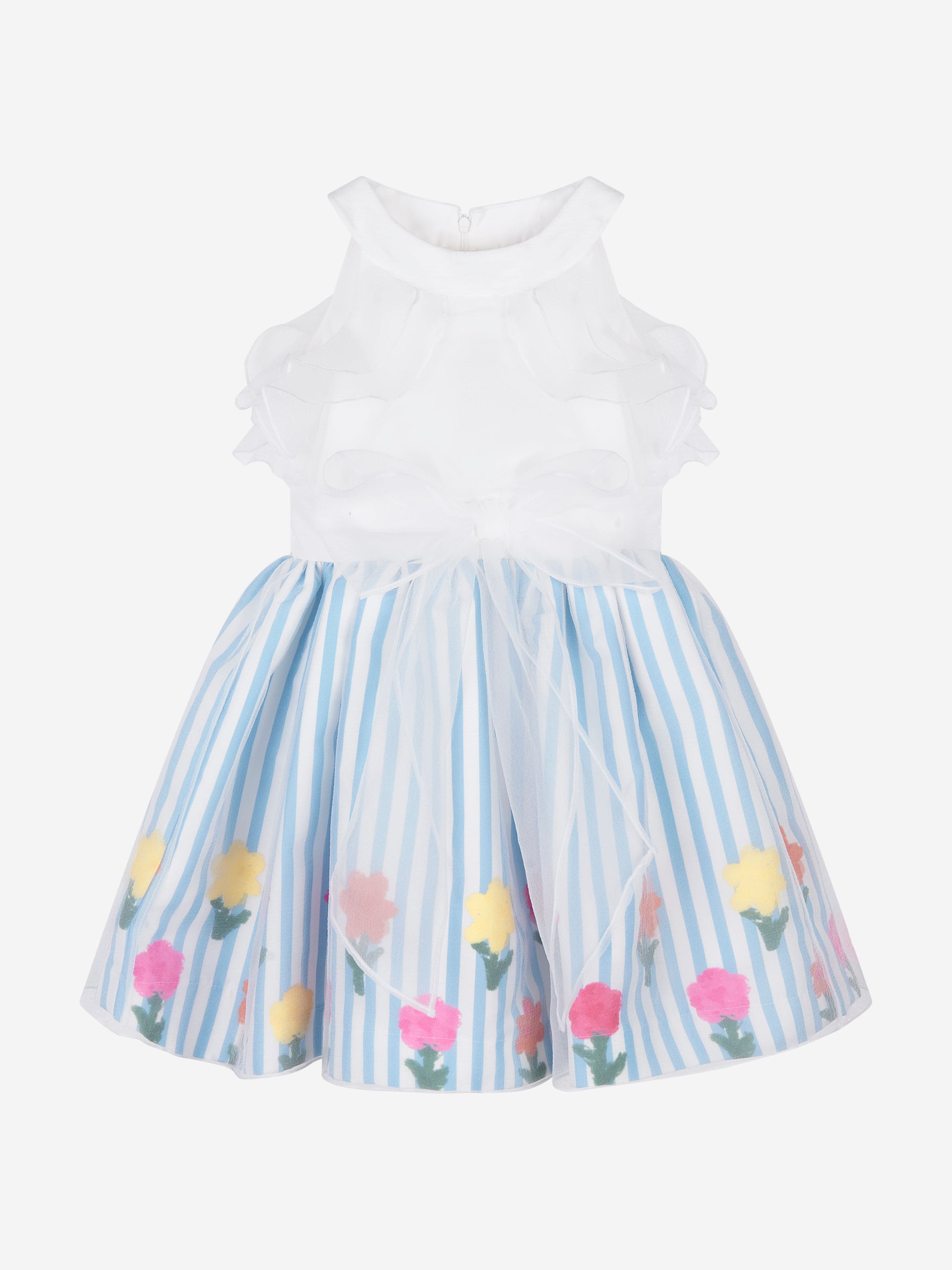 Mama Luma Girls Organza Layered Flower Dress in Blue 9