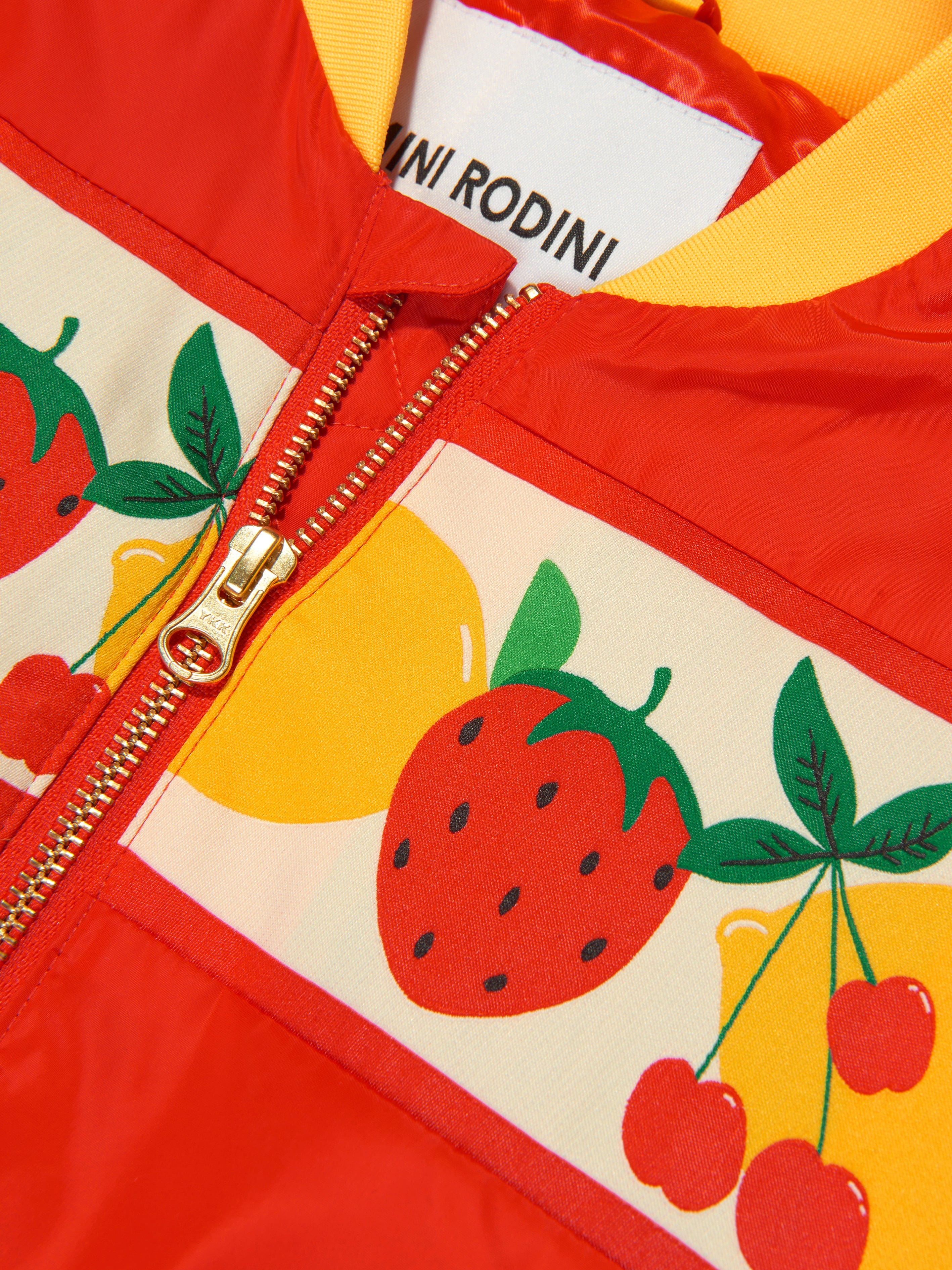 Mini Rodini Mini Rodini Girls Fruits Baseball Jacket in Red 