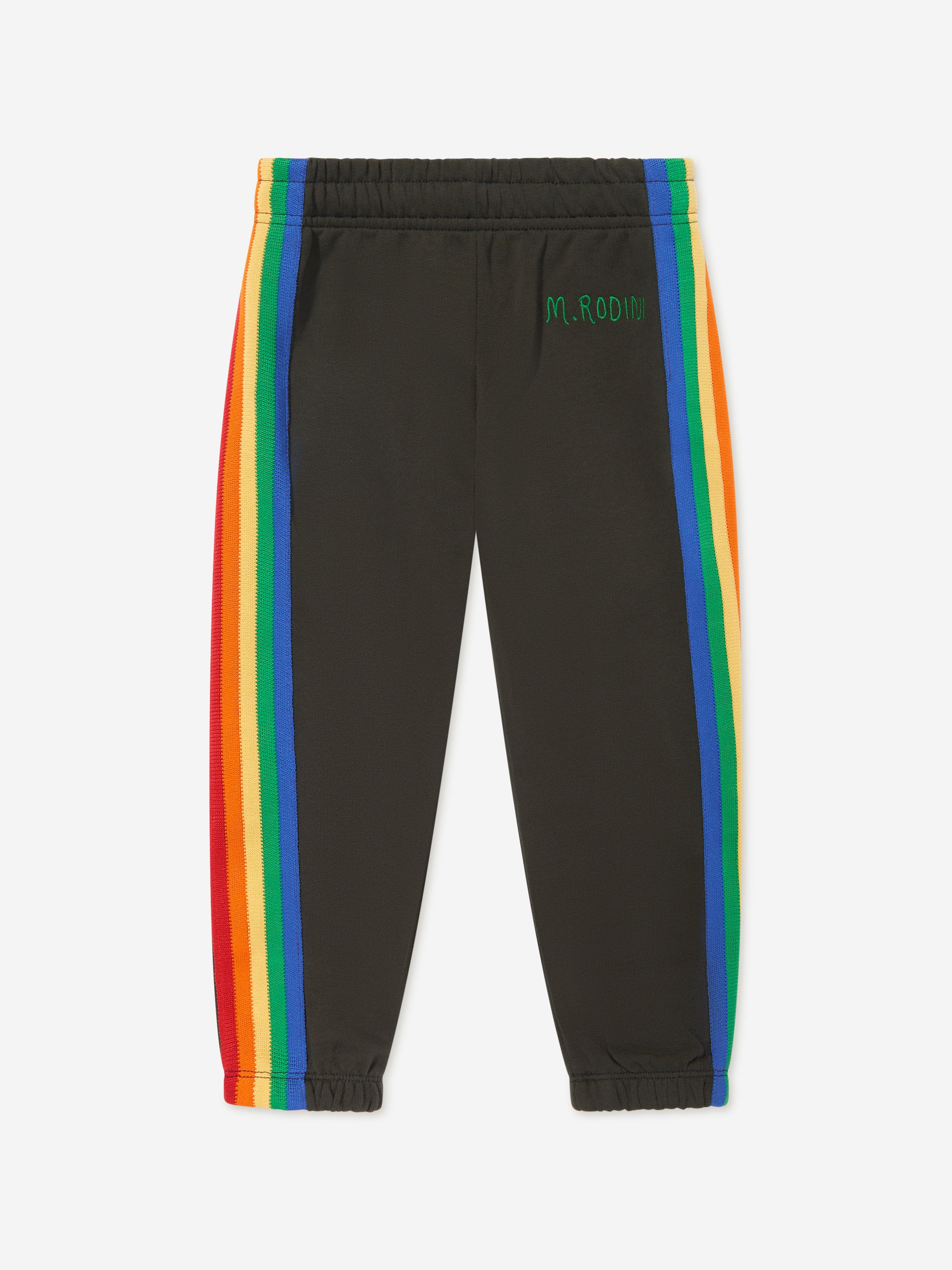Mini Rodini Mini Rodini Kids Rainbow Stripe Joggers in Black