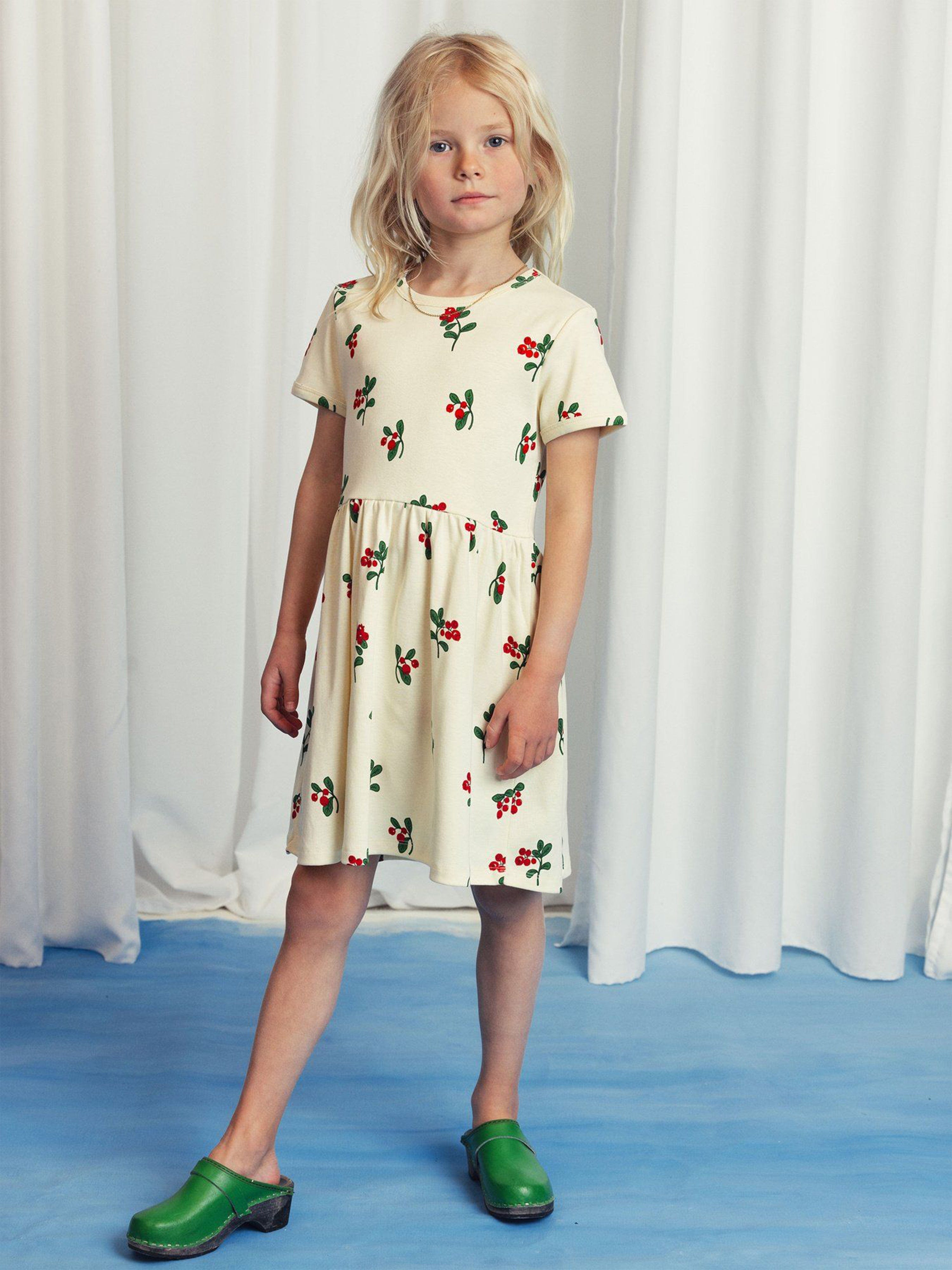 mini rodini butterfly dress Mini Rodini Girls Lingonberries AOP Dress in Ivory