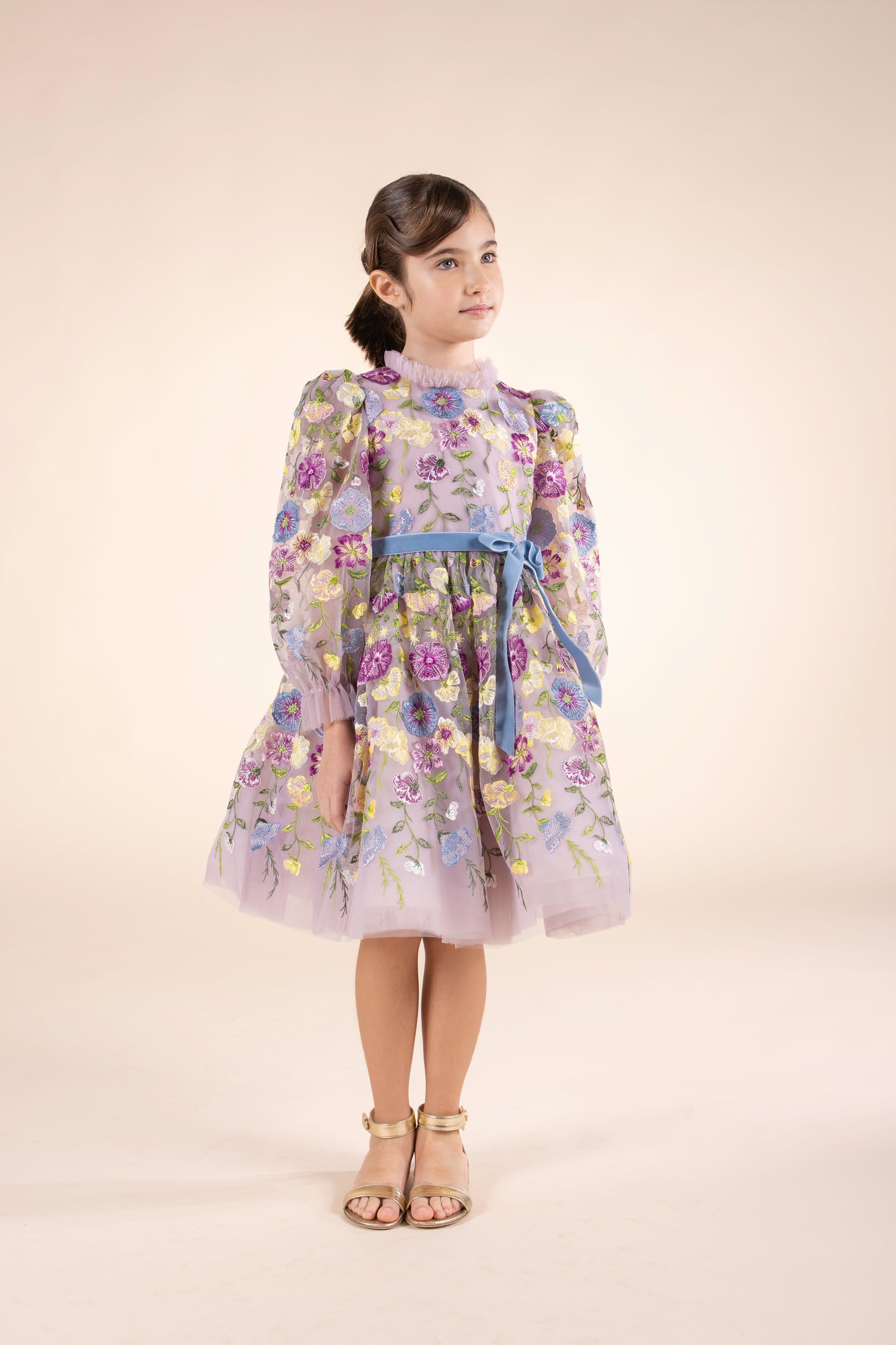 Marchesa Girls Flower Embroidered Tulle Gown in Multicolour | Childsplay Clothing Marchesa Girls Flower Embroidered Tulle Gown in Multicolour | Childsplay Clothing