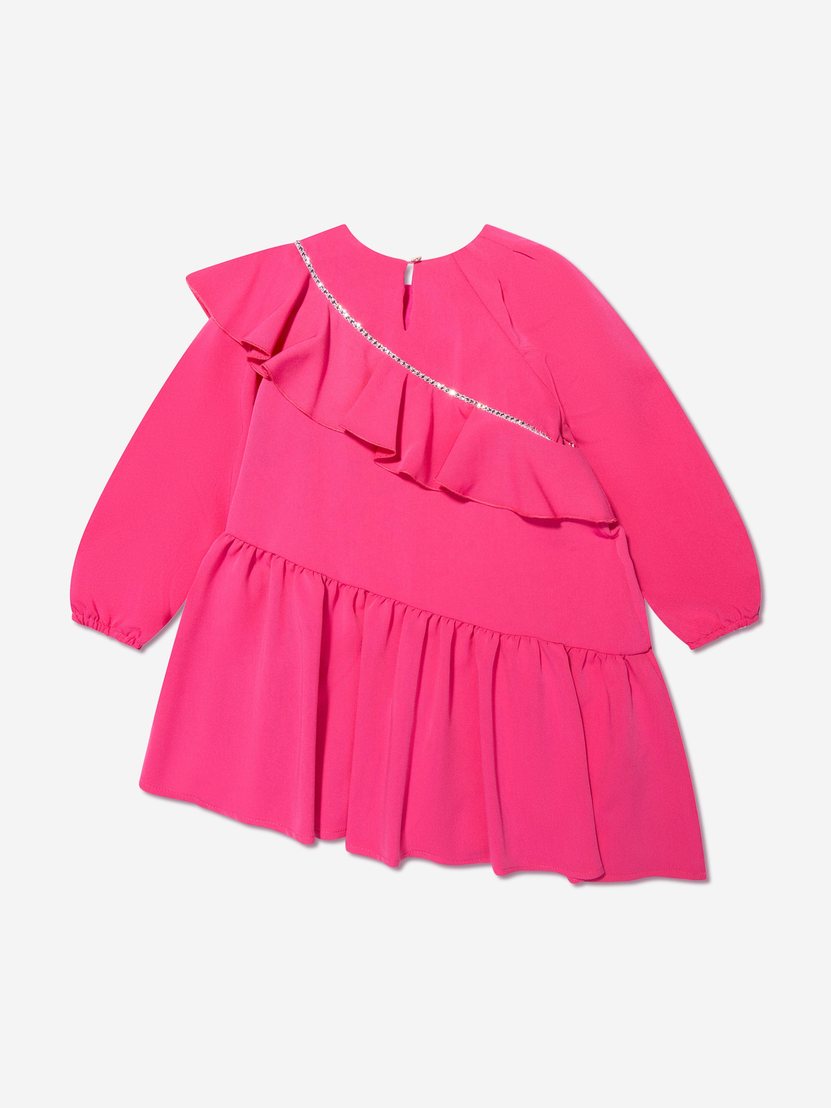 monnalisa pink dress Monnalisa Girls EID Pink Ruffled Tulle Summer Party Dress