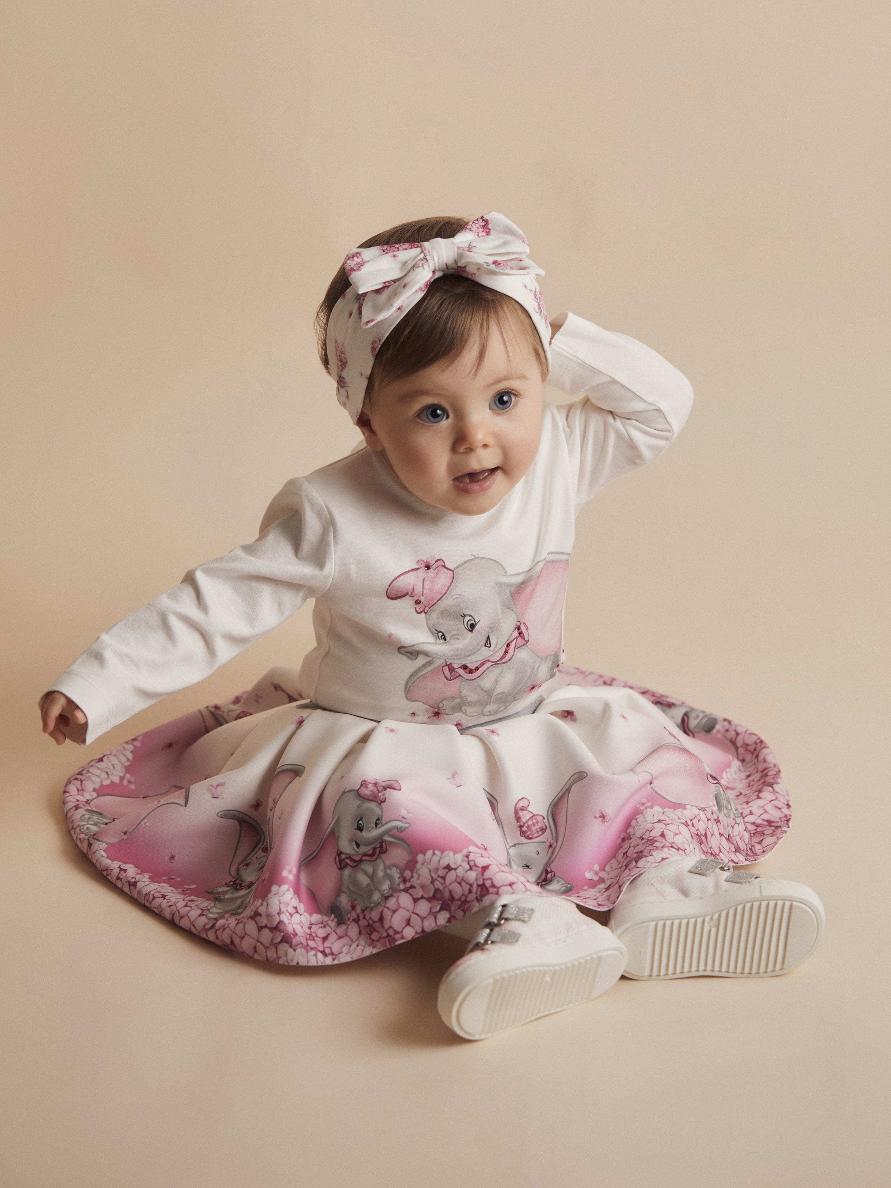 chinese dress ladies Monnalisa Baby Girls Long Sleeve Dumbo T-Shirt in Ivory