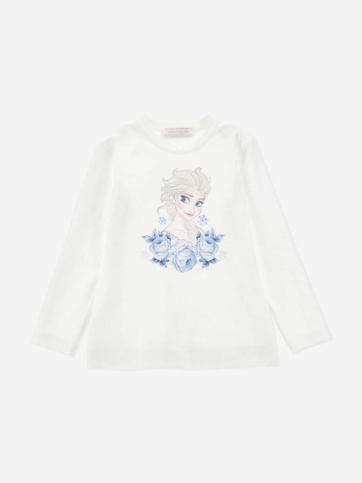 Monnalisa Girls Long Sleeve Elsa T-Shirt in White | Childsplay 