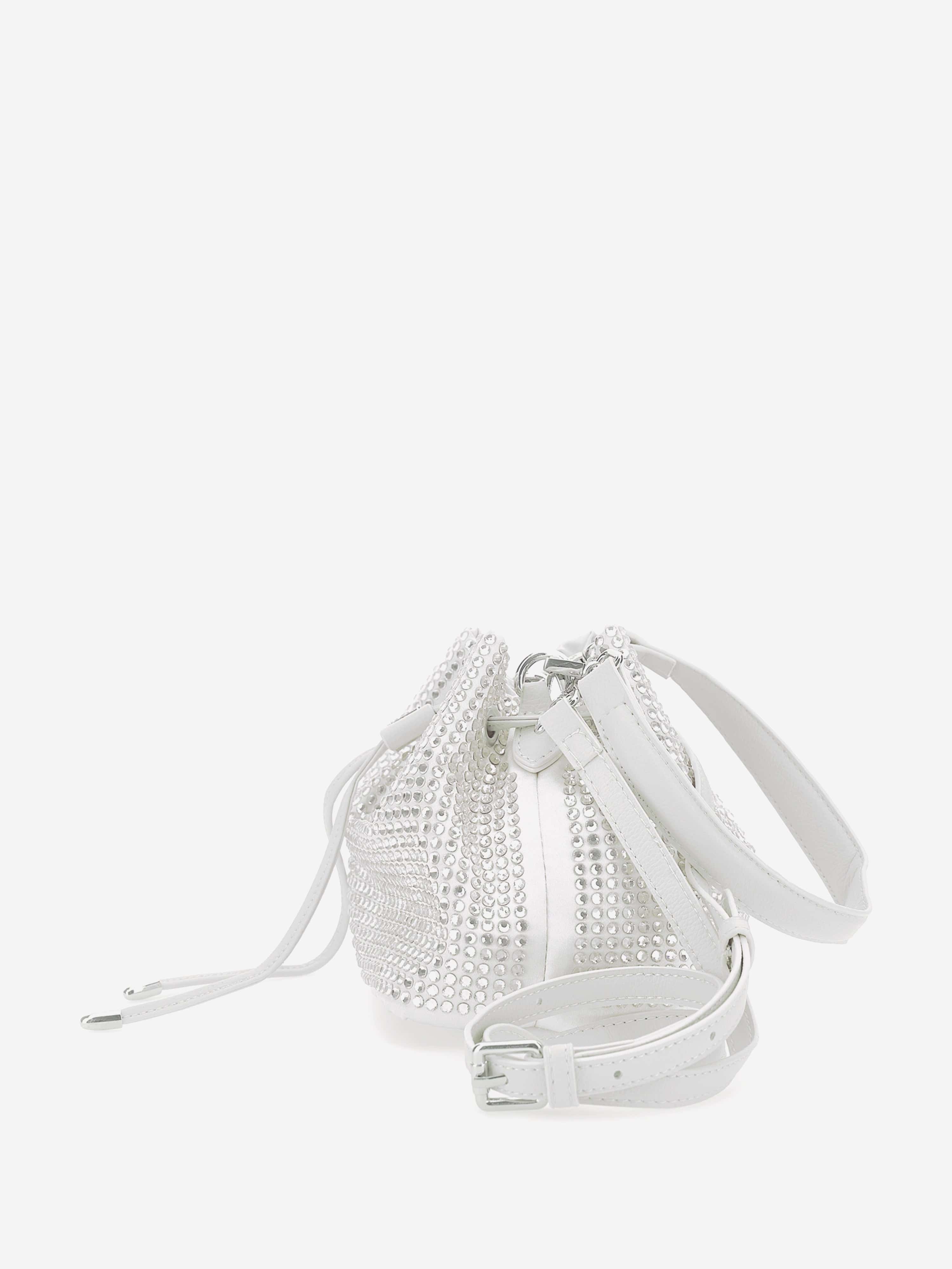 Monnalisa Monnalisa Girls Diamante Bucket Bag in Silver (19cm