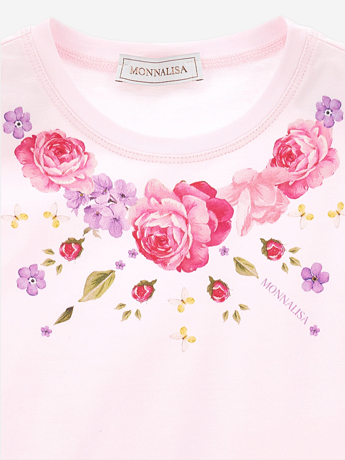 Monnalisa Girls Floral Jersey T-Shirt in Pink | Childsplay Clothing