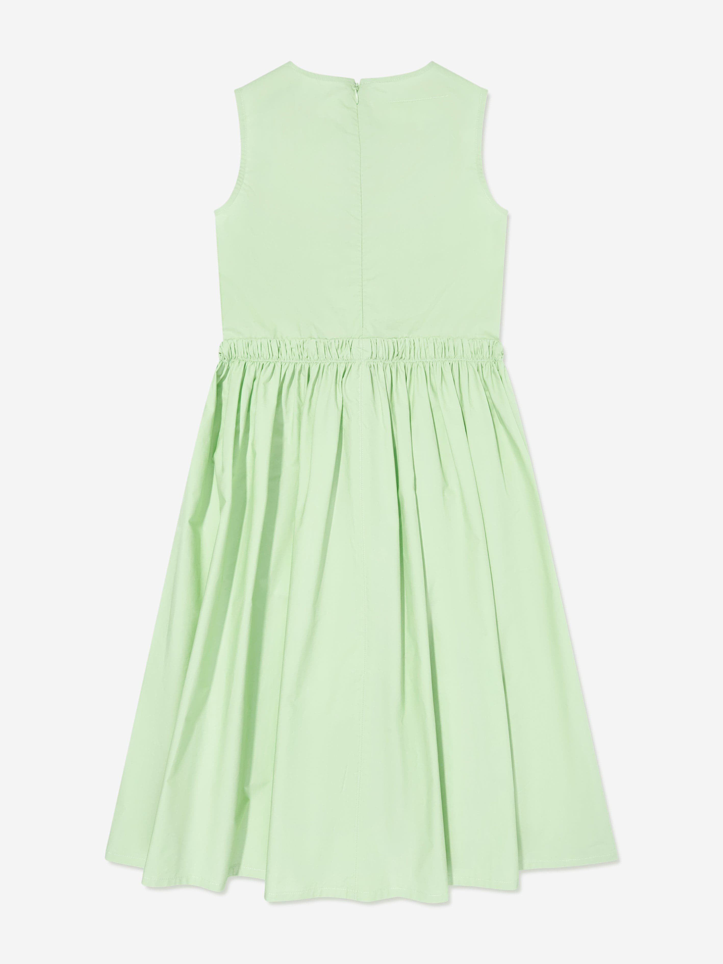 MM6 Maison Margiela Girls Sleeveless Poplin Dress in Green MM6 Maison Margiela Girls Sleeveless Poplin Dress in Green