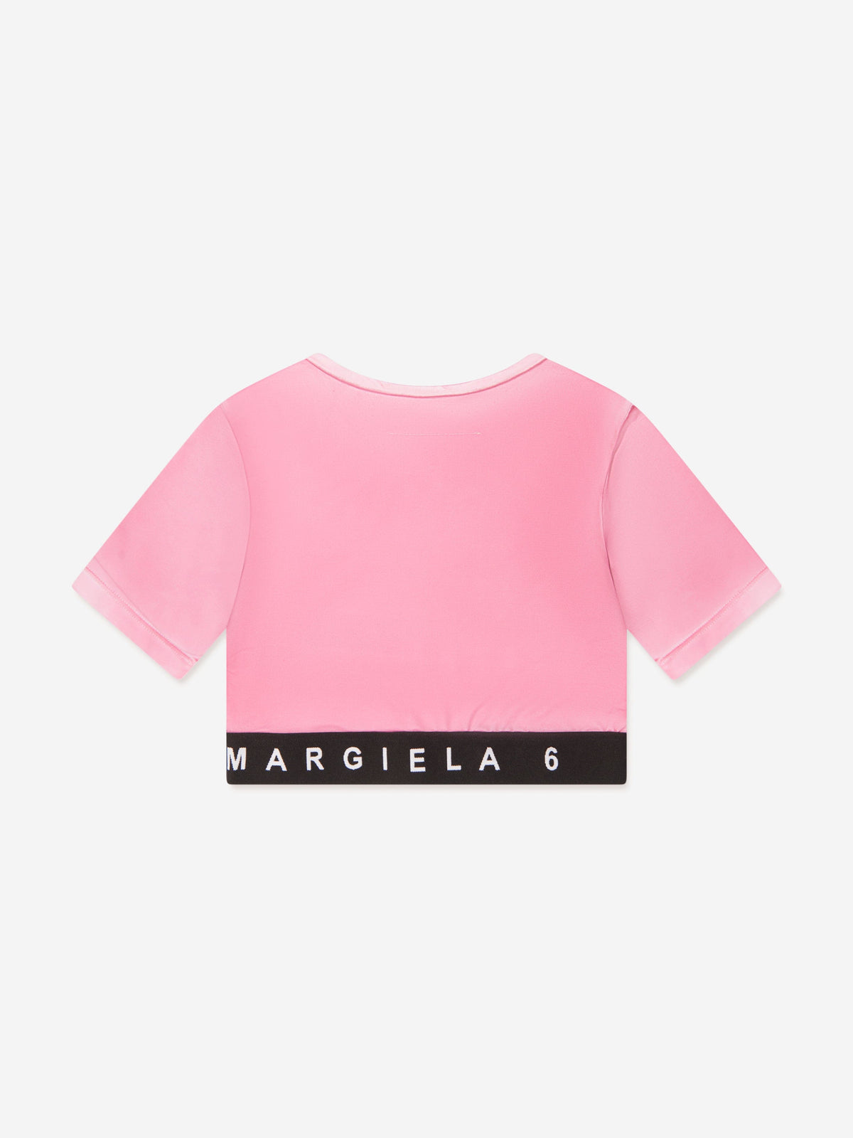 MM6 Maison Margiela Kids Cropped Logo T-Shirt in Pink | Childsplay 