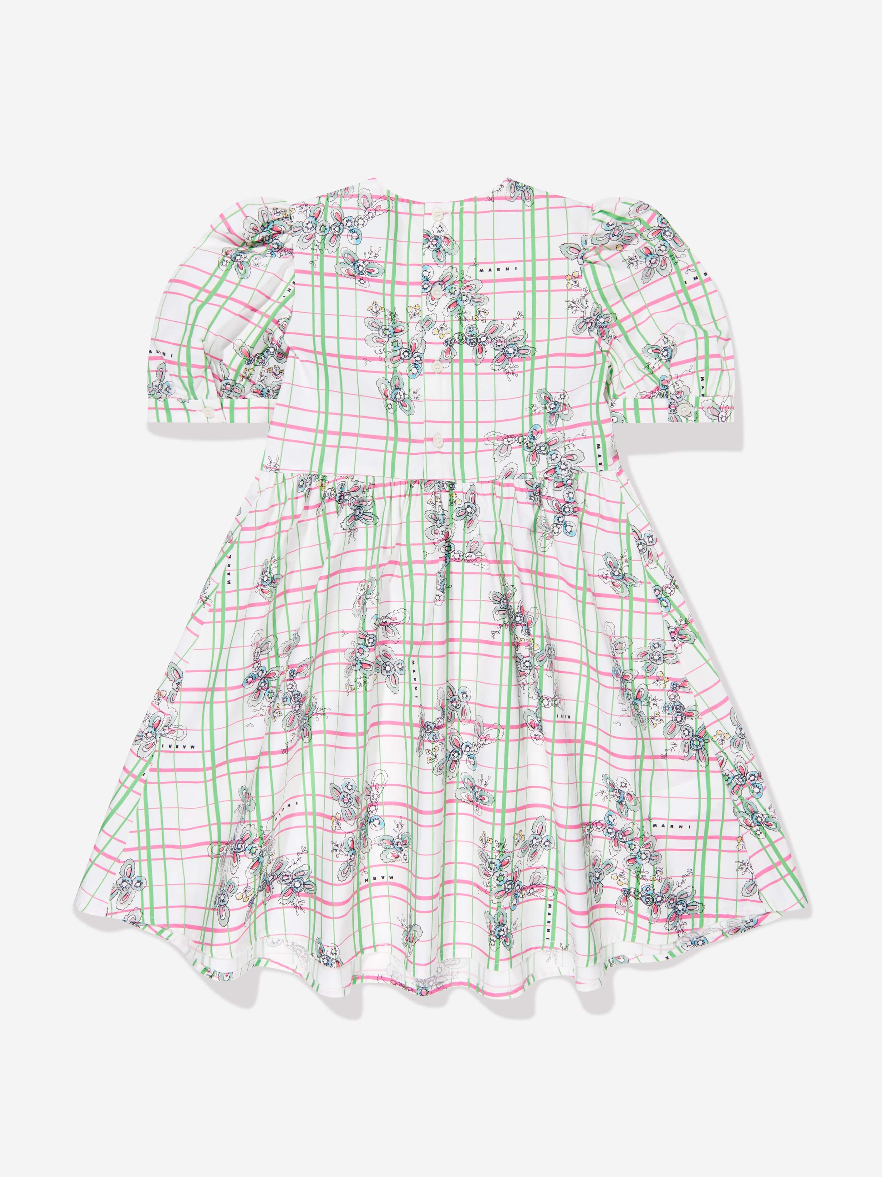 MARNI Girls Checked Floral Dress in Multicolour | Childsplay Clothing MARNI Girls Checked Floral Dress in Multicolour | Childsplay Clothing