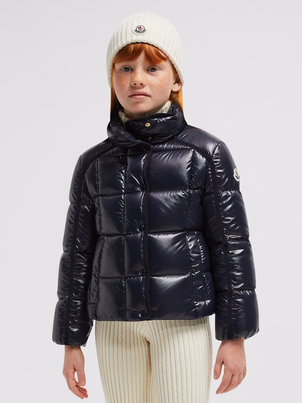 Moncler Enfant Girls Down Padded Selat Jacket in Navy | Childsplay 