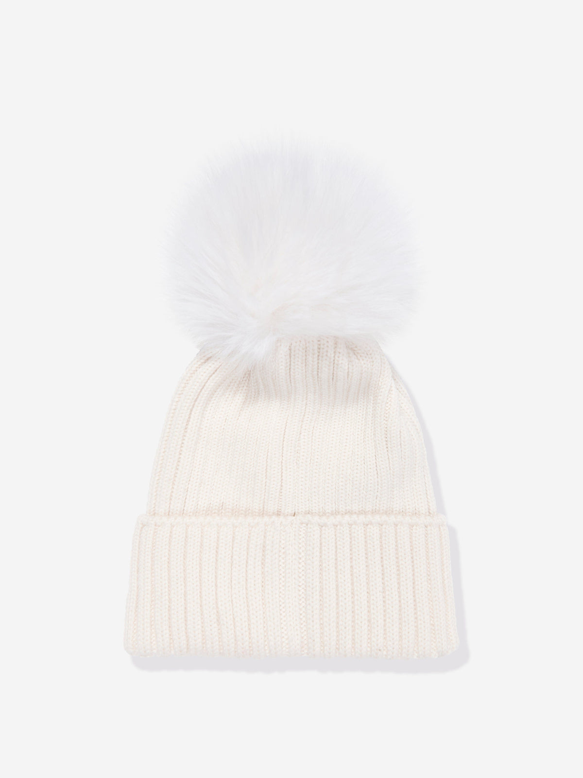Moncler Ivory Knit Beanie with Pom-Pom Moncler - Ivory Rhinestone & Fur Pom Pom Hat | Mitchell Stores main image 3