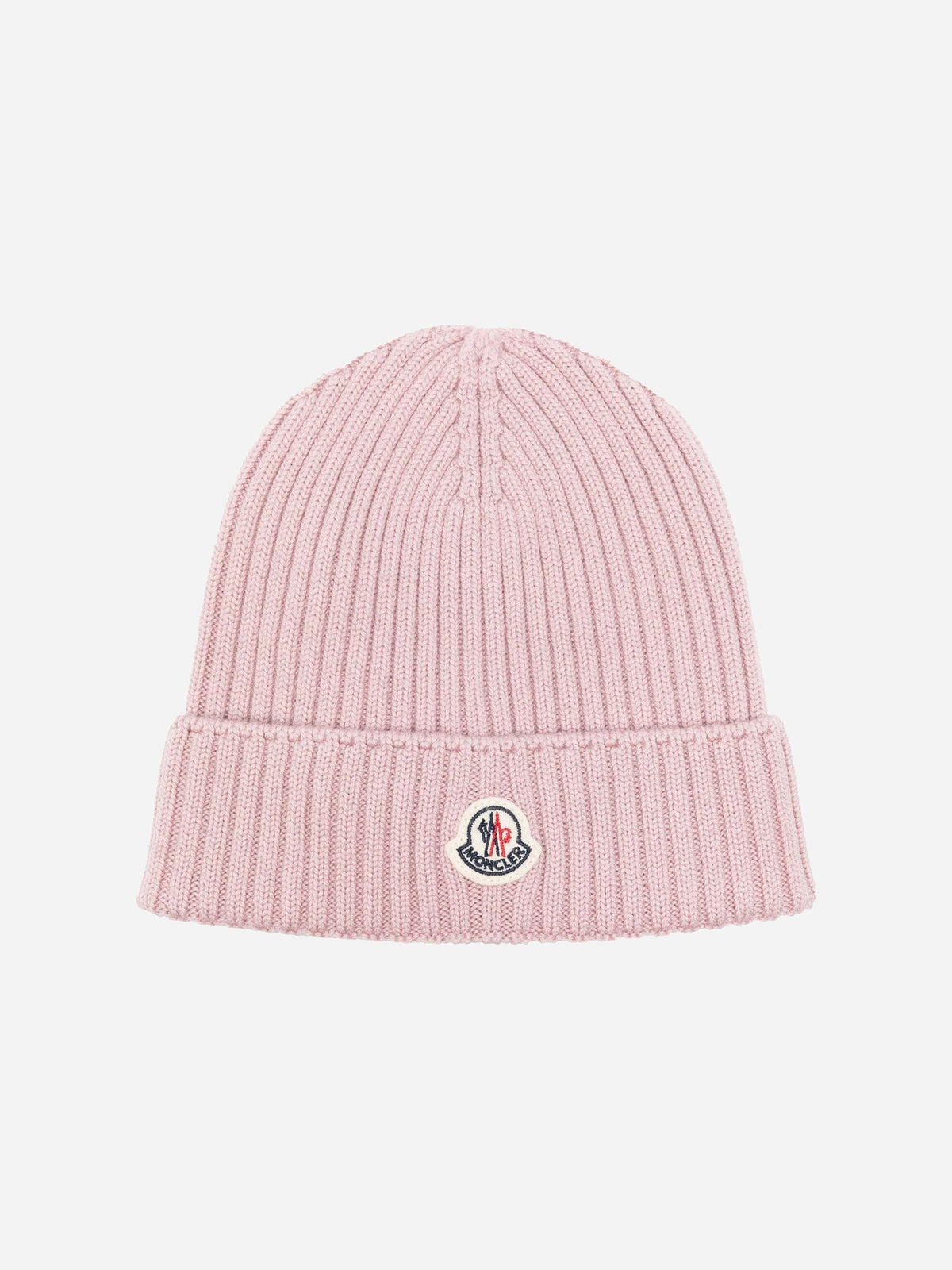 Moncler Light Pink Ribbed Beanie MONCLER Appliquéd Ribbed Virgin Wool and Cashmere-Blend  main image 4