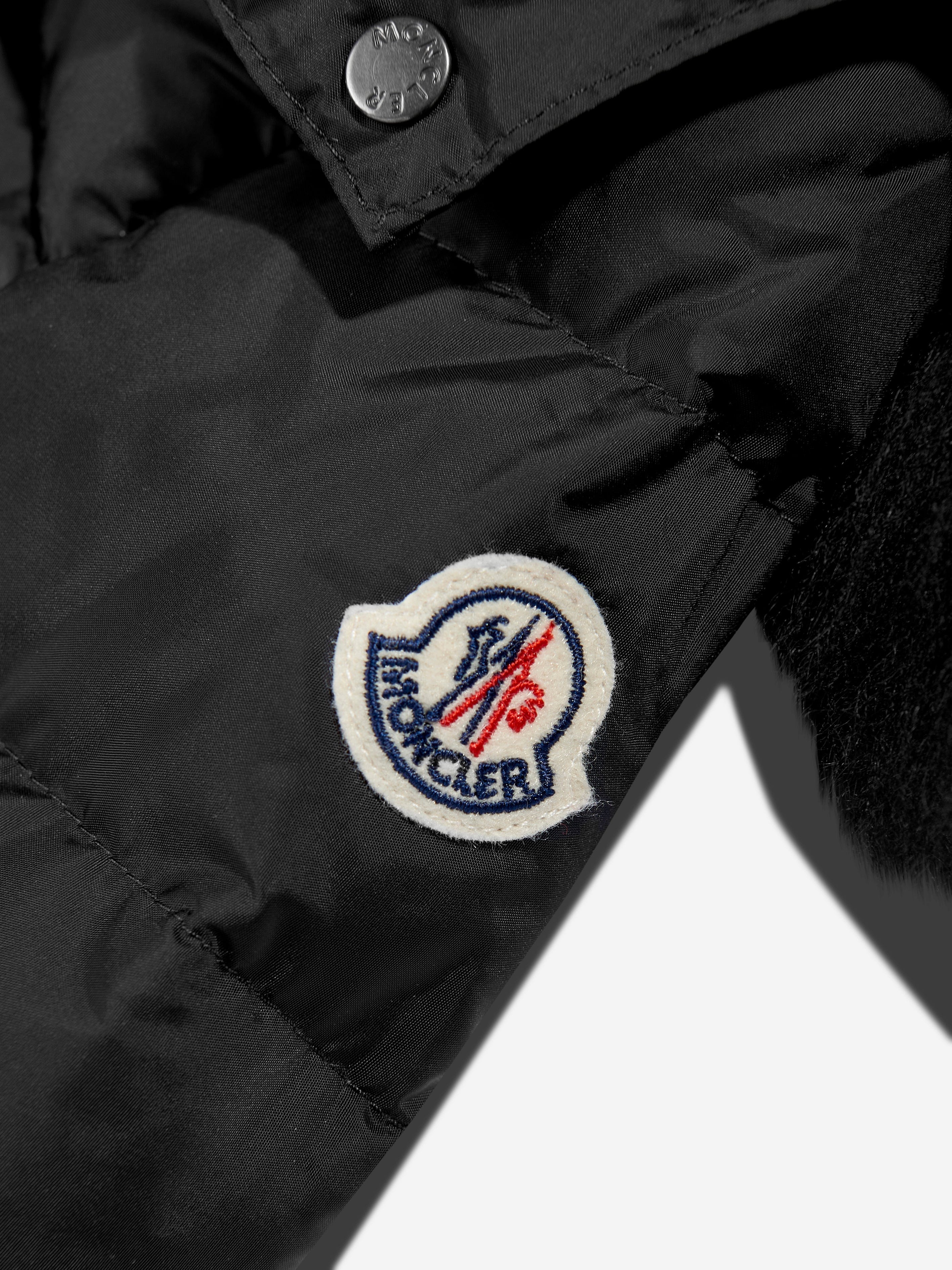 Moncler Enfant Girls Abelle Hooded Shearling Down Coat in Black