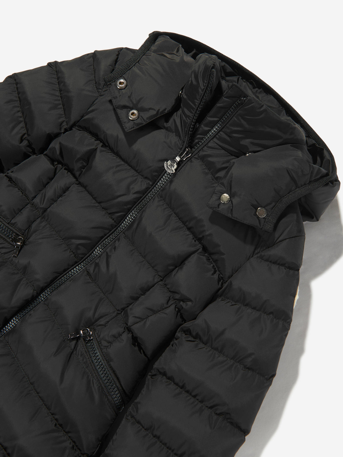 Moncler Enfant Girls Down Padded Charpal Long Coat in Black 