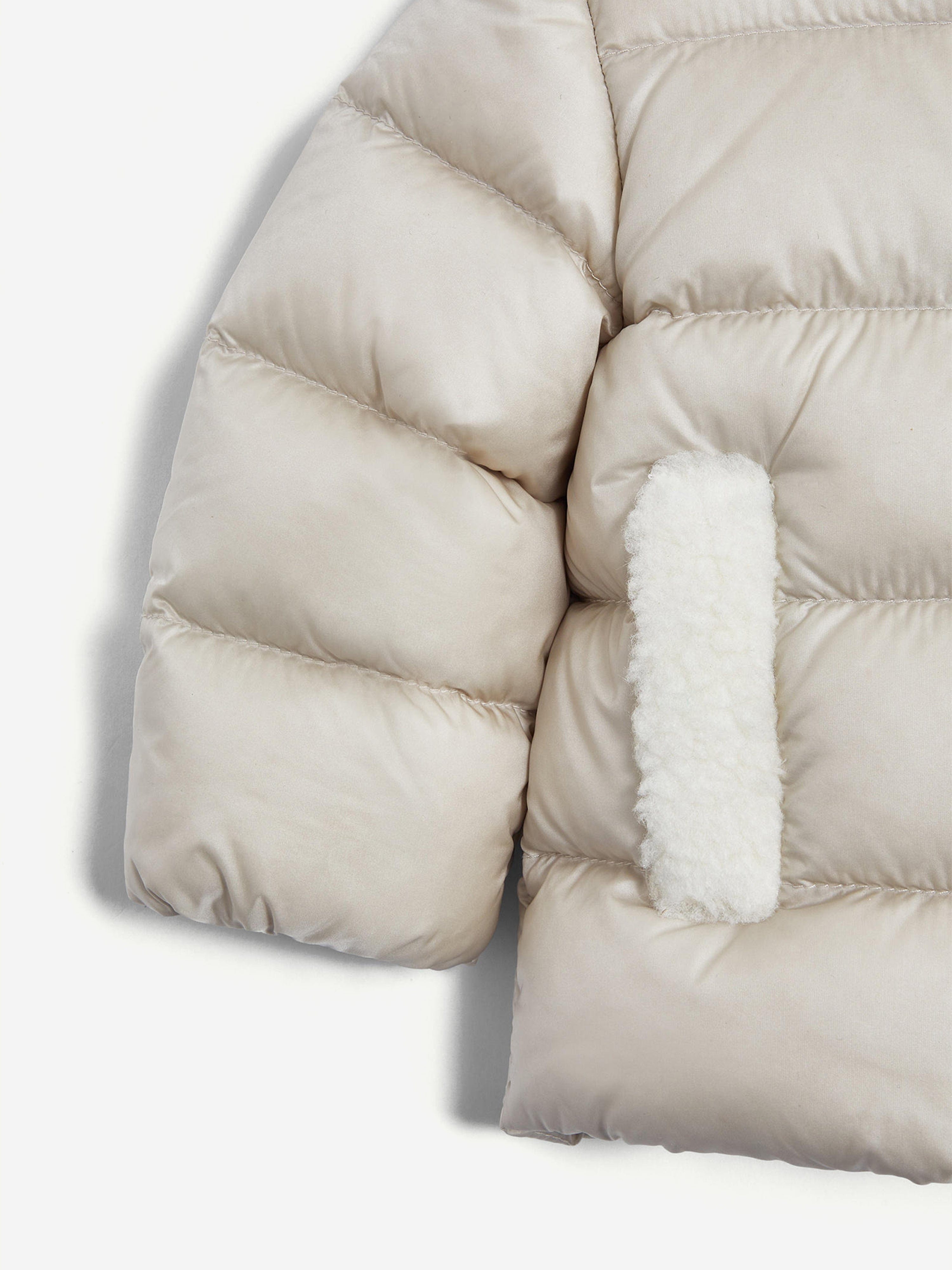 Moncler Enfant Baby Down Padded Borgan Jacket in Beige