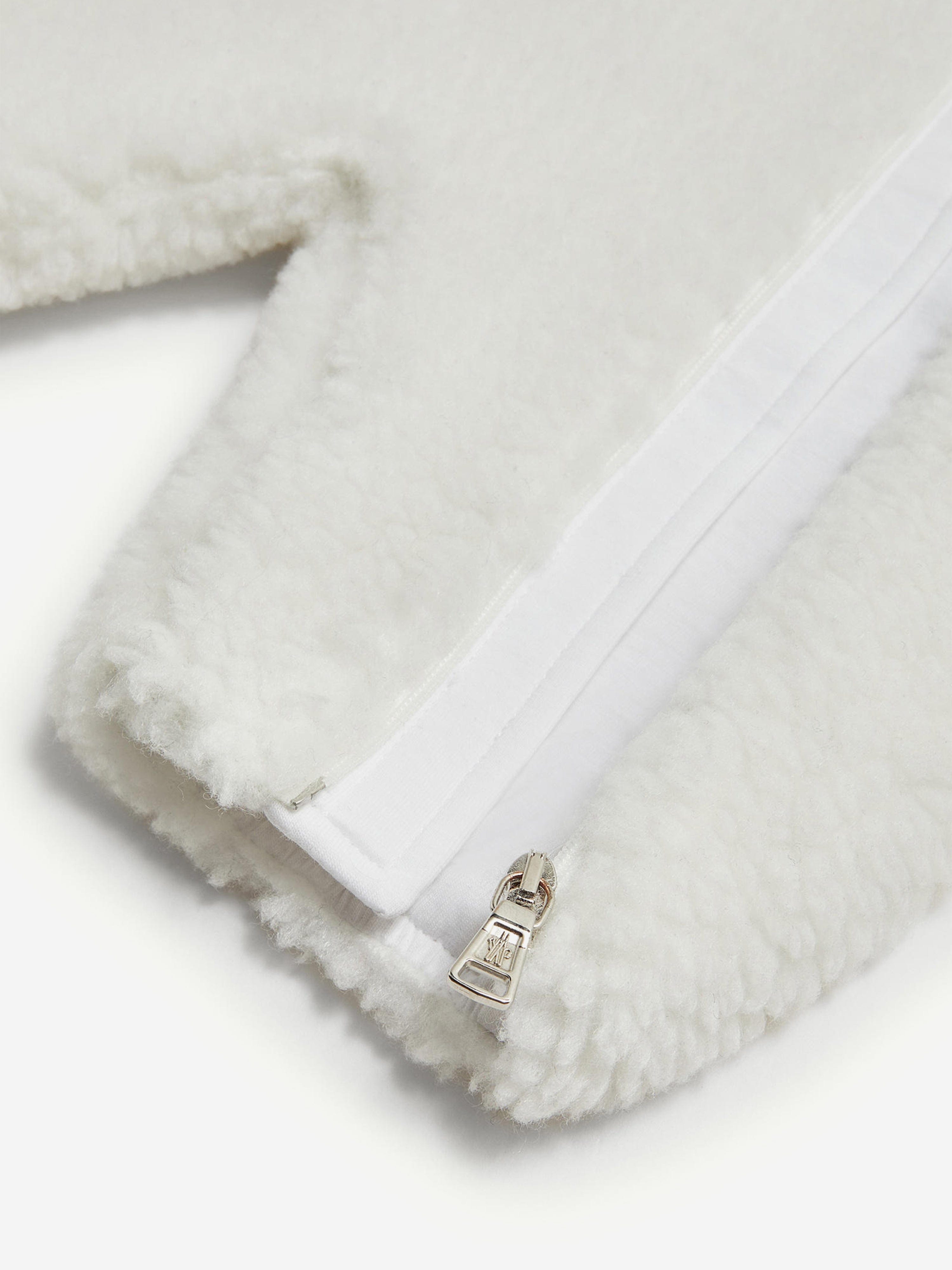 Moncler Enfant Baby Teddy Fleece Romper in White | Childsplay Clothing