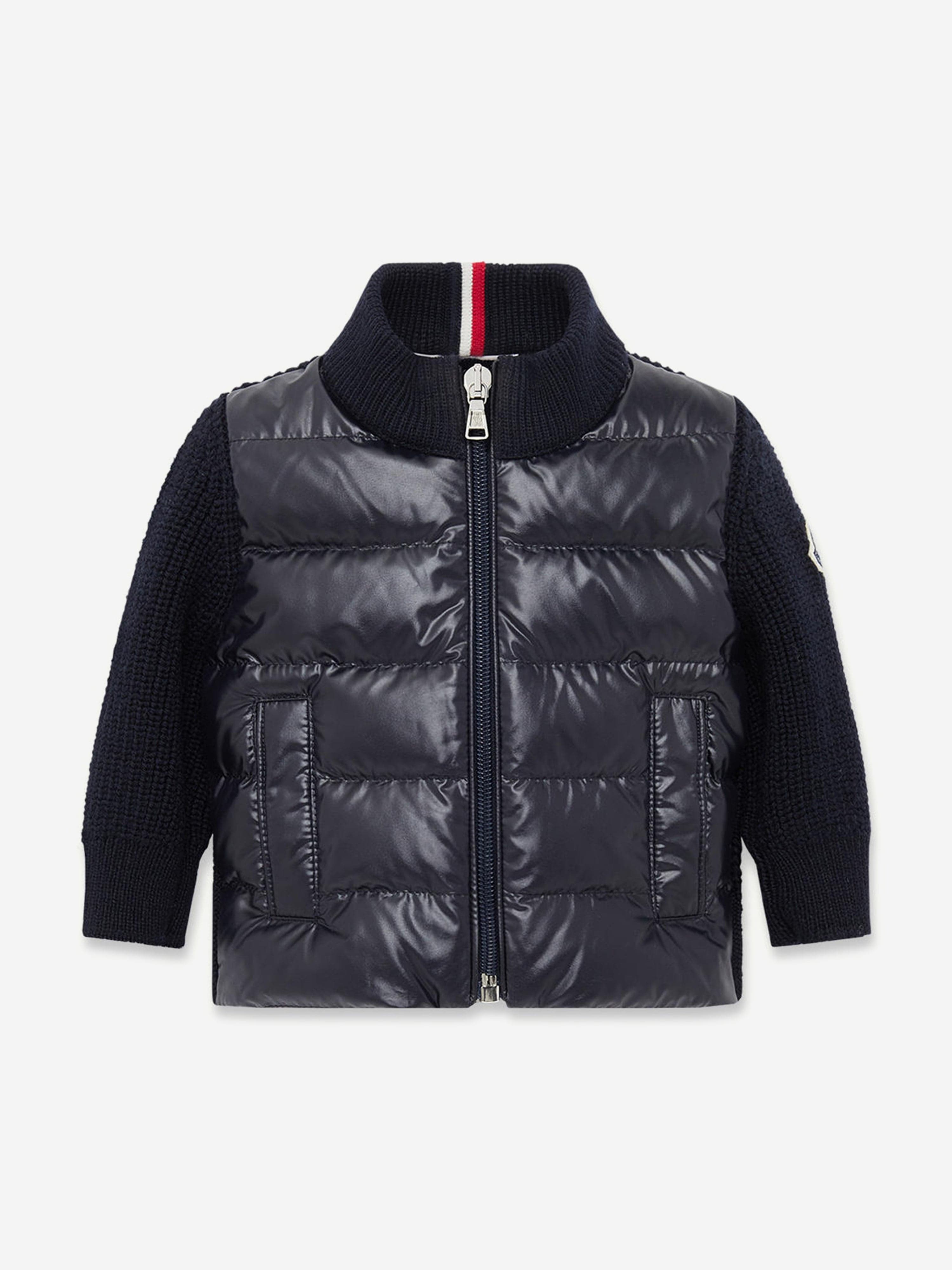 Moncler Enfant Baby Boys Down Padded Cardigan in Navy | Childsplay