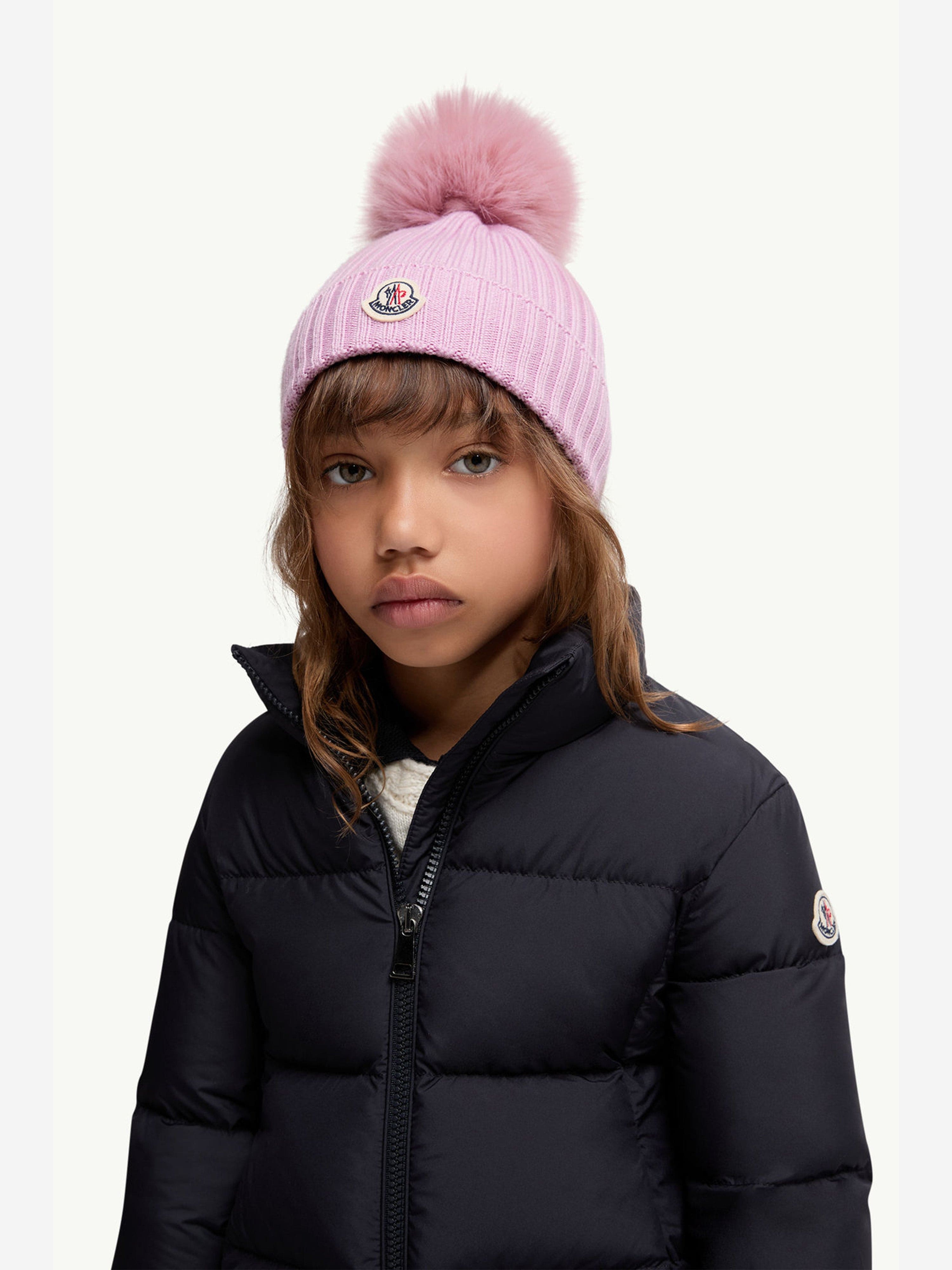 Moncler Enfant Girls Knitted Pom Pom Hat in Pink | Childsplay Clothing