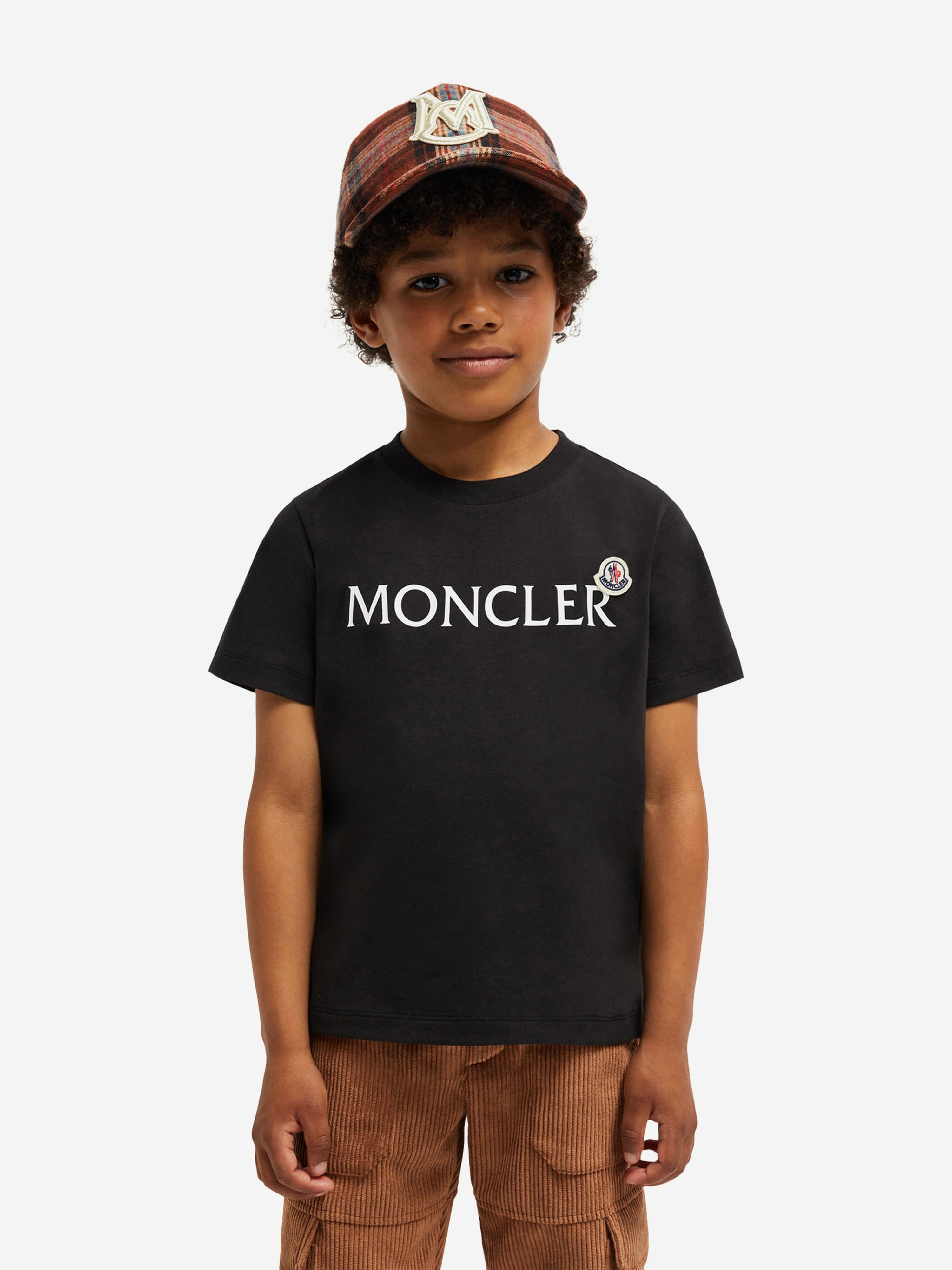 Moncler Enfant Boys Logo T-Shirt in Black | Childsplay Clothing