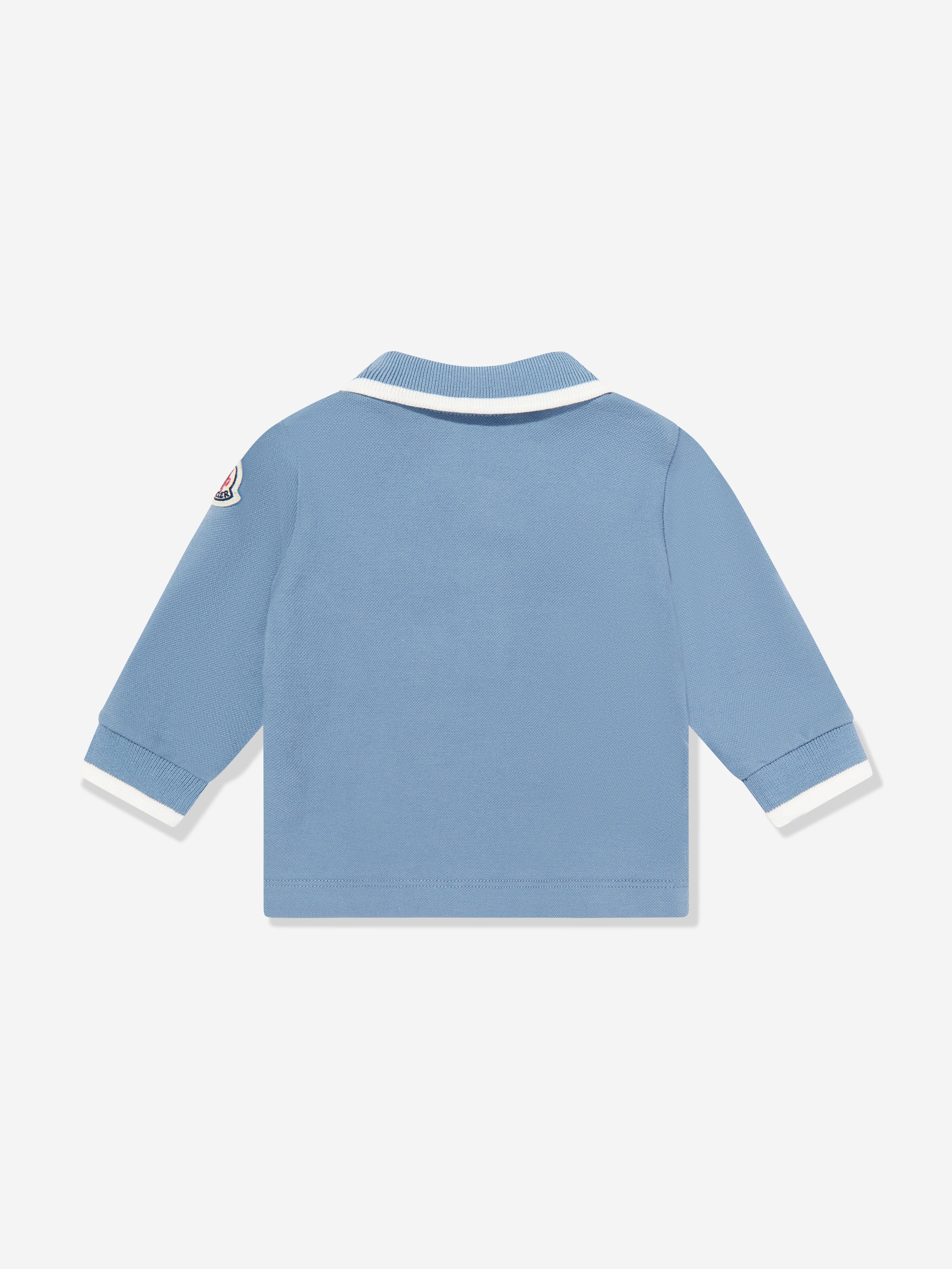 Baby Boys Long Sleeve Bear Polo Shirt in Blue