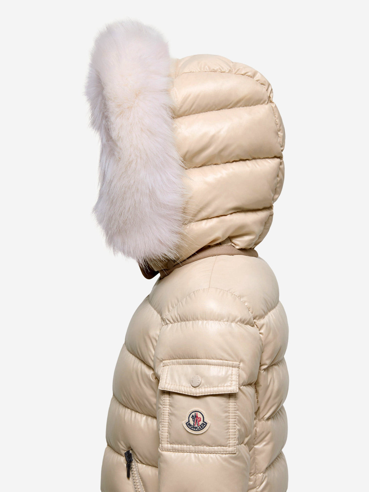 Moncler Enfant Girls Badyf Down Padded Jacket in Beige 