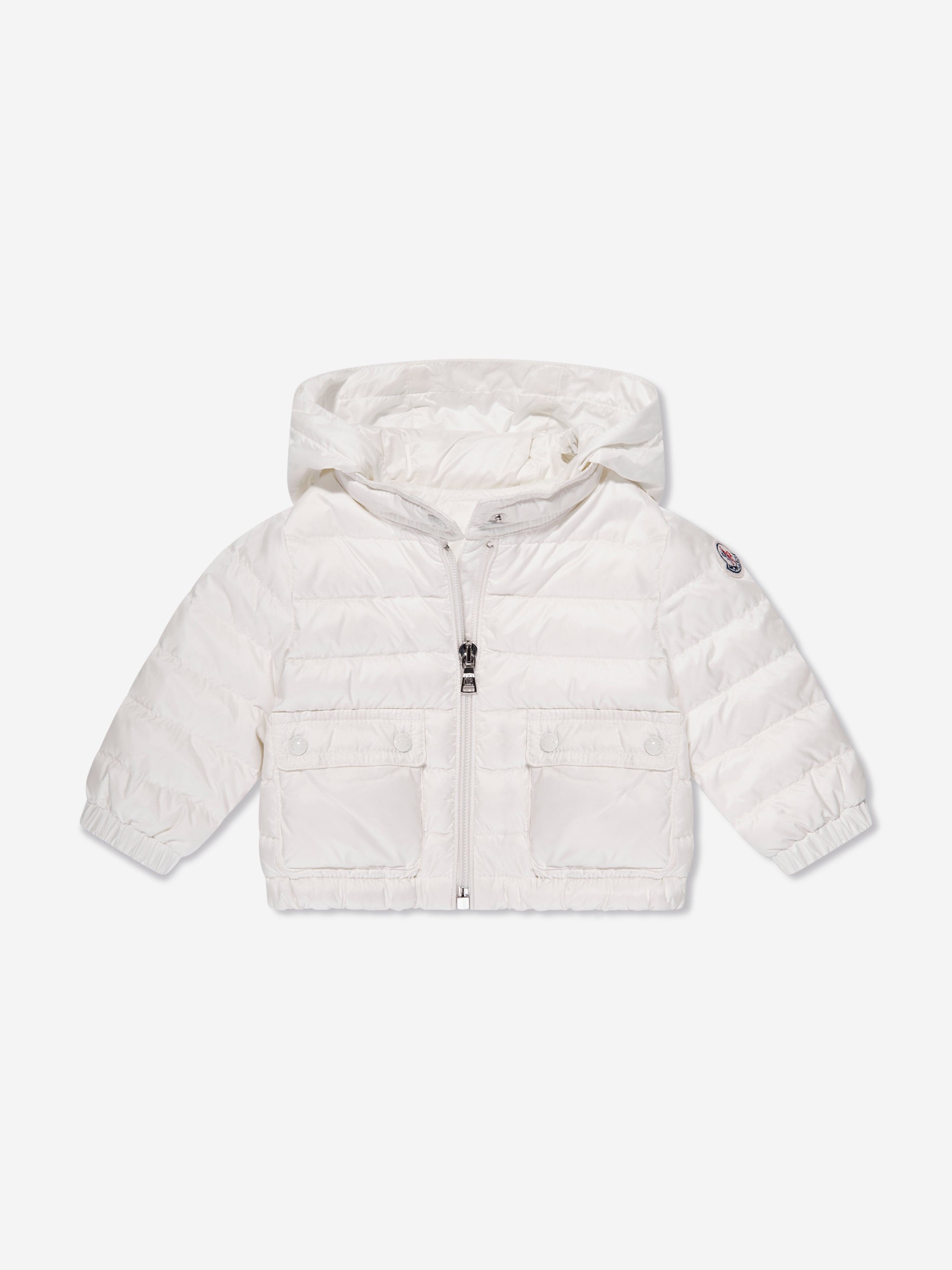 MONCLER ホワイト フリルジャケット　キッズ　　92㎝ Moncler Enfant Baby Girls Down Padded Lans Jacket in White