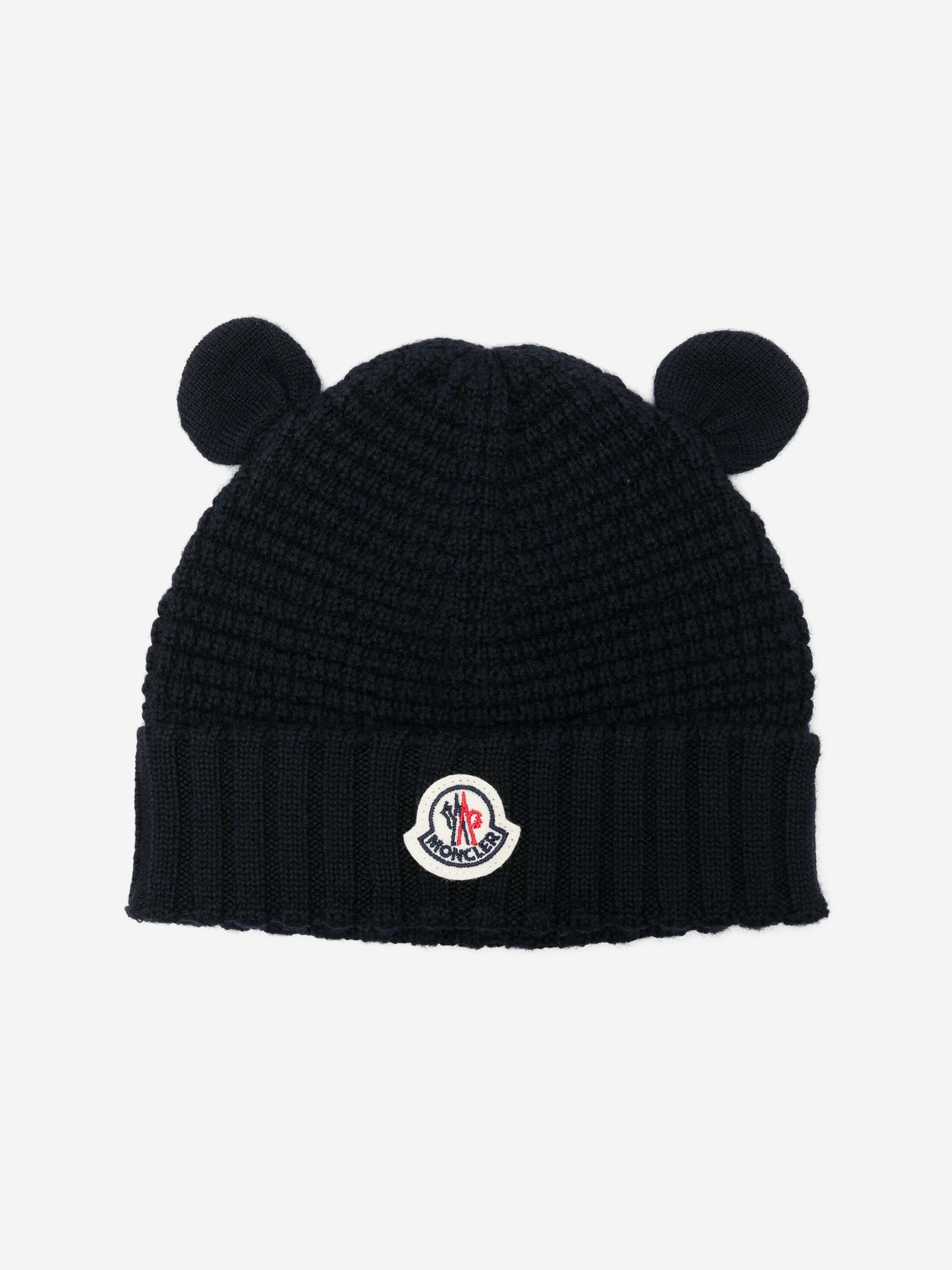 MONCLER ベビー 黒 2anni Moncler Enfant Baby Beanie Hat with Ears in Navy | Childsplay Clothing