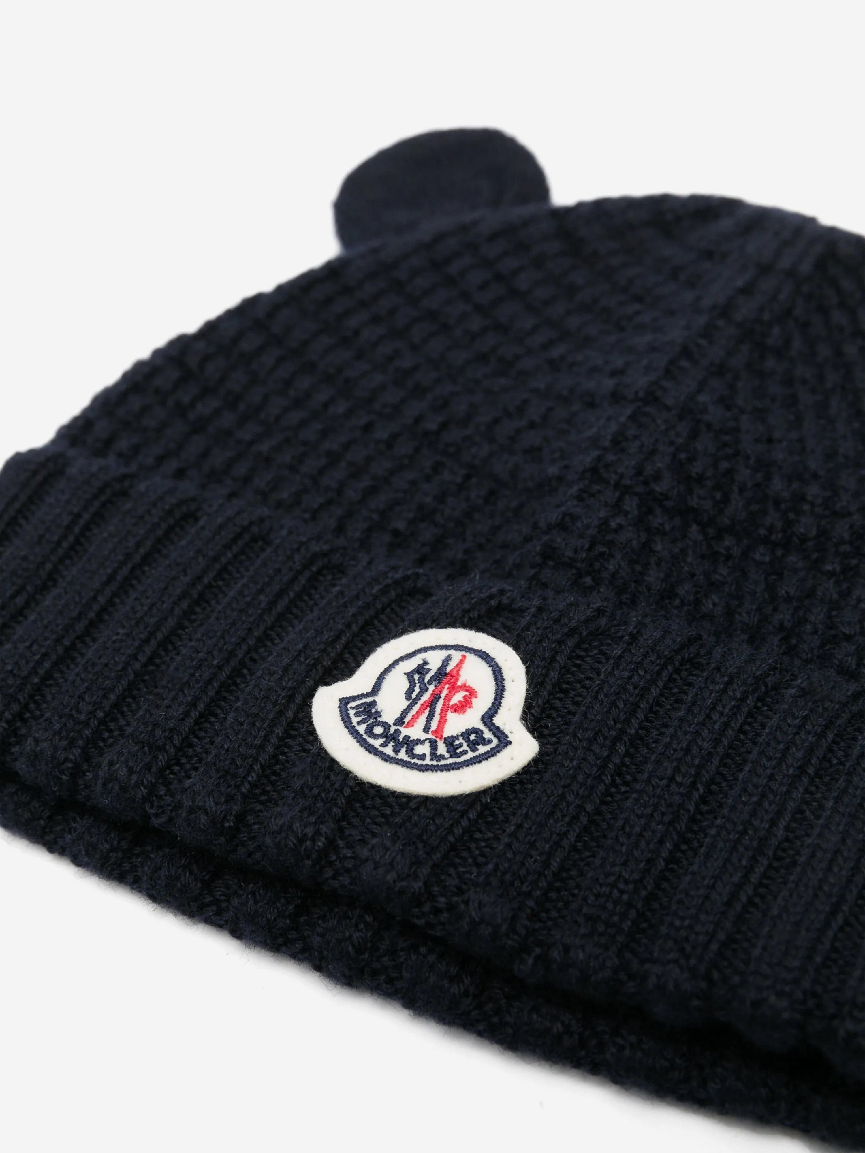 Moncler Enfant Baby Beanie Hat with Ears in Navy | Childsplay Clothing