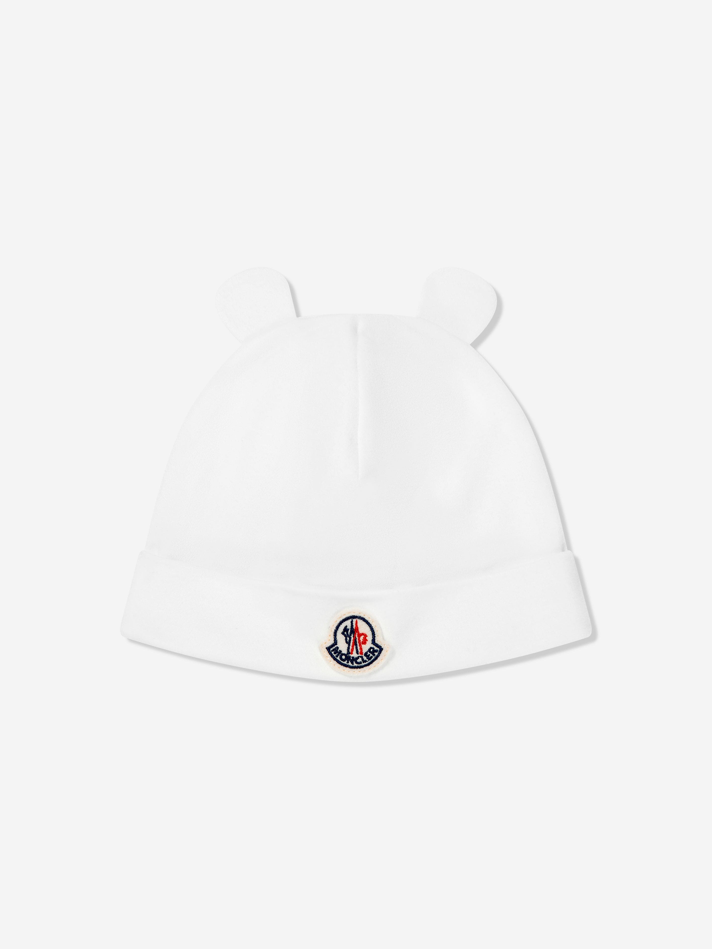 Moncler Enfant Baby Hat and Bib Set in Ivory | Childsplay Clothing