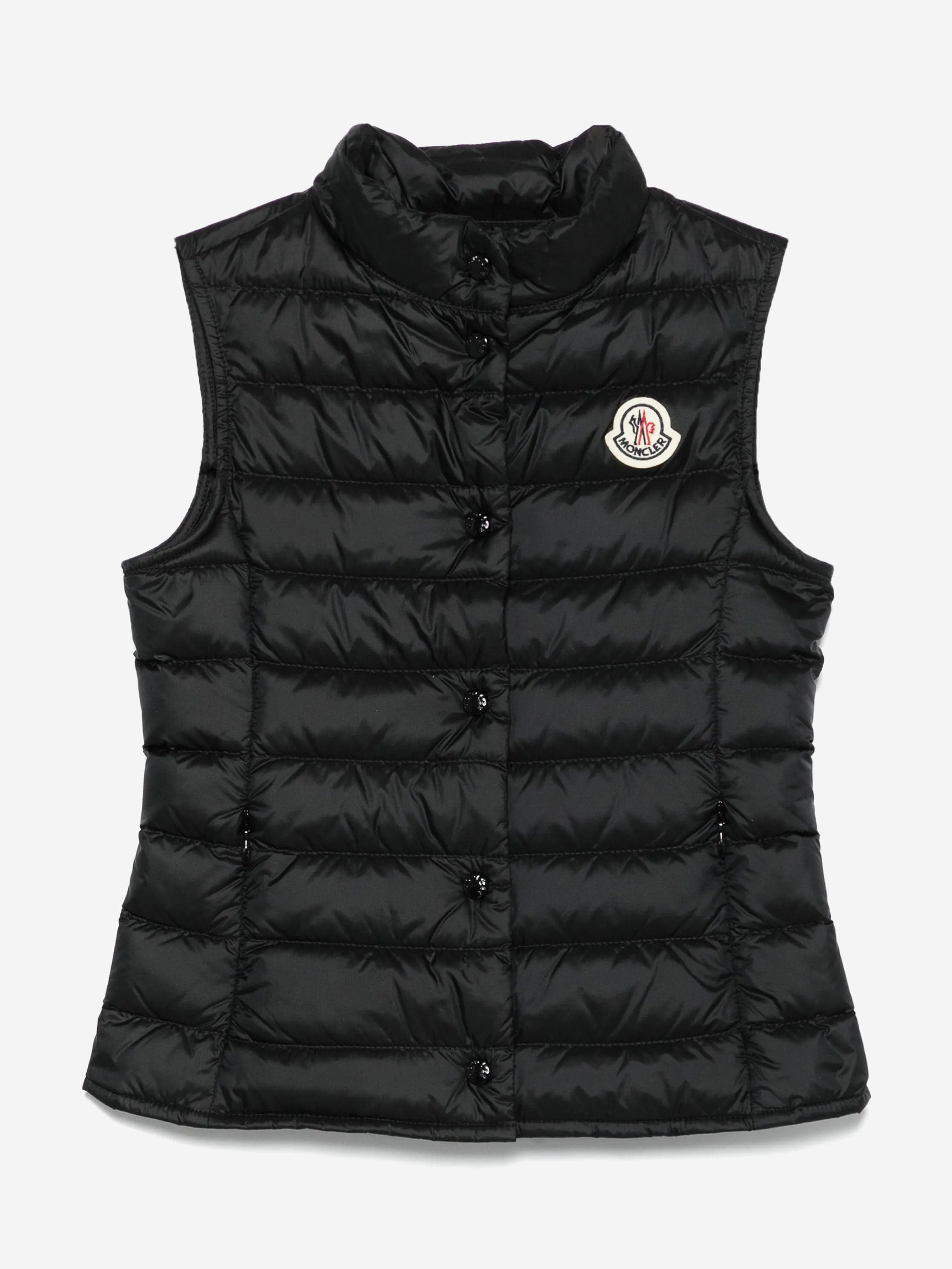 Moncler Girls Black Gilet Black Ania Hooded Down Gilet Down