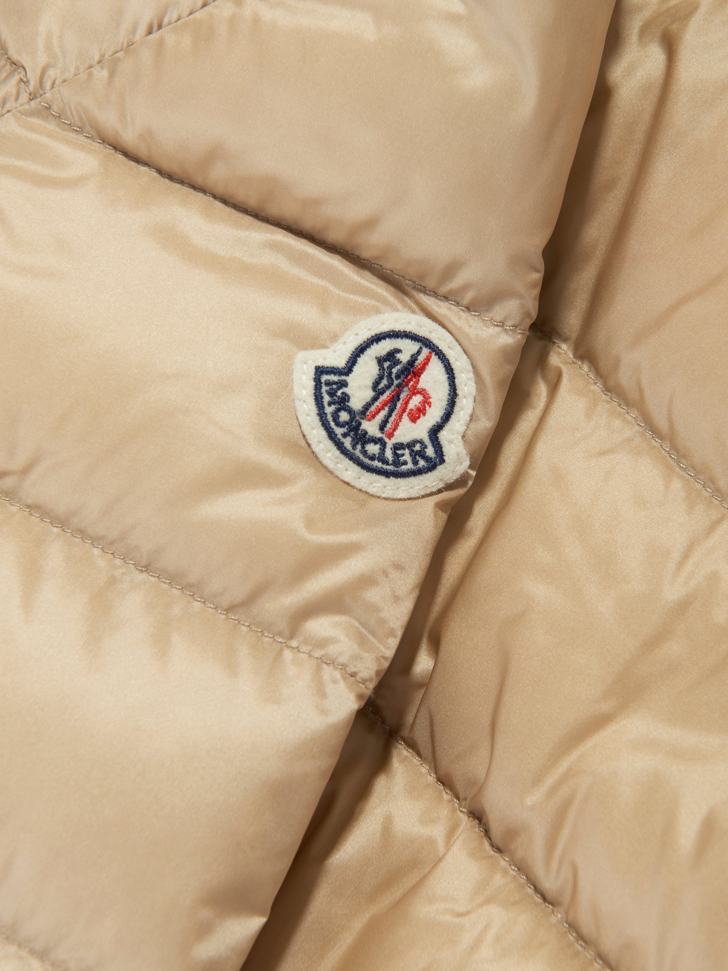 Moncler Enfant Girls Down Padded Argenno Short Parka in Beige
