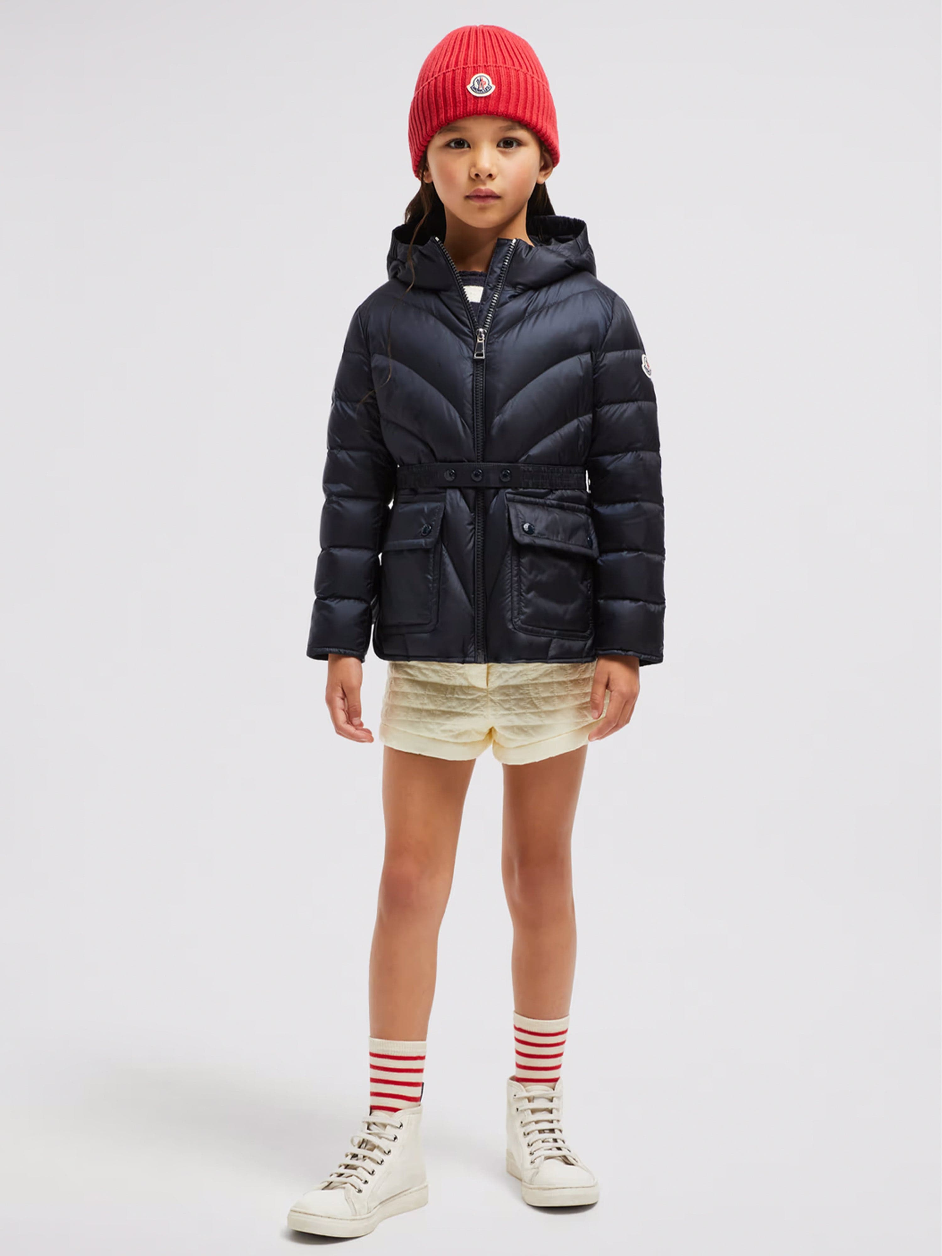 Moncler Enfant Girls Down Padded Argenno Short Parka in Navy