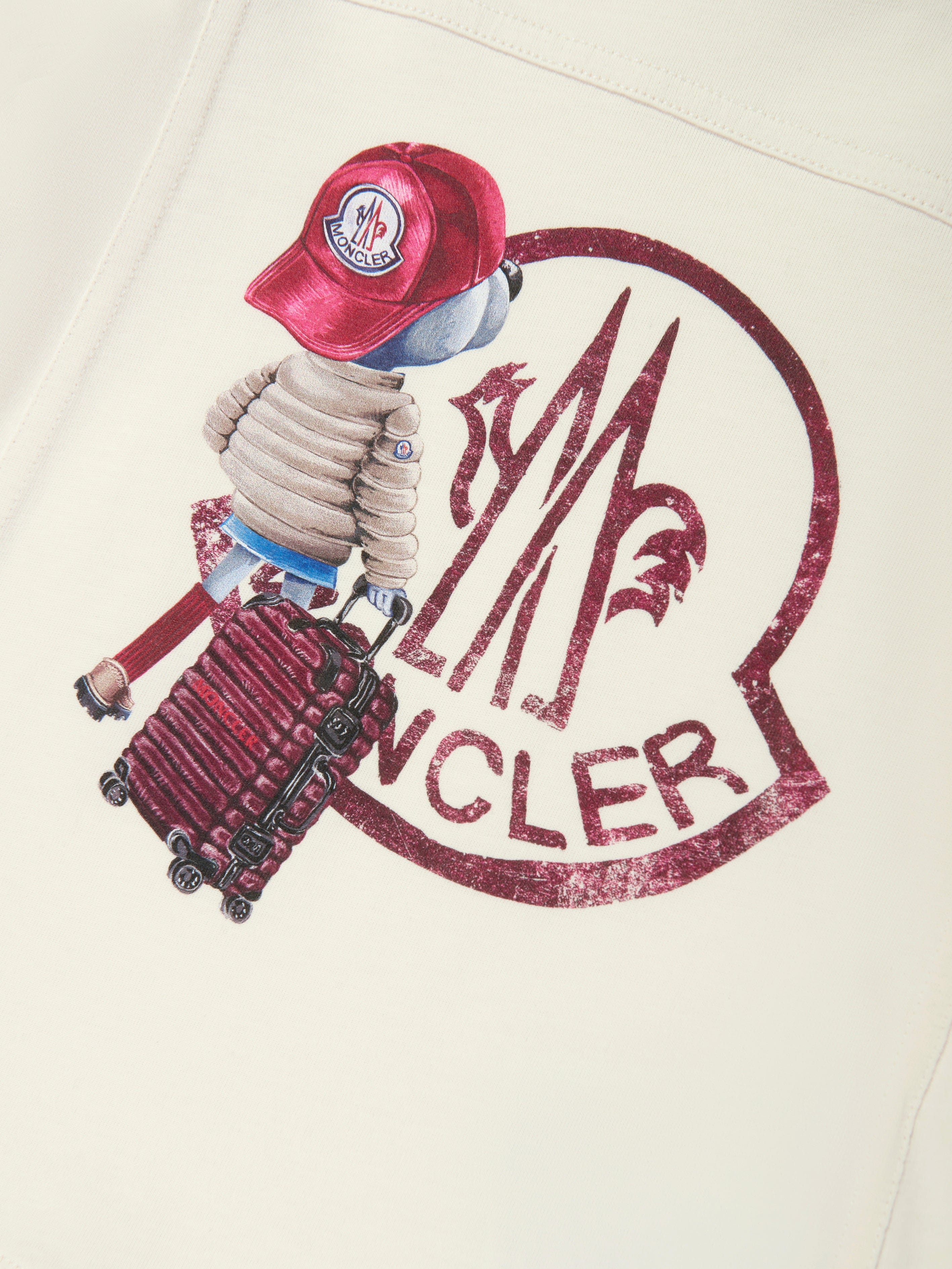 Moncler Enfant Girls Bear Logo T-Shirt in Ivory | Childsplay Clothing 