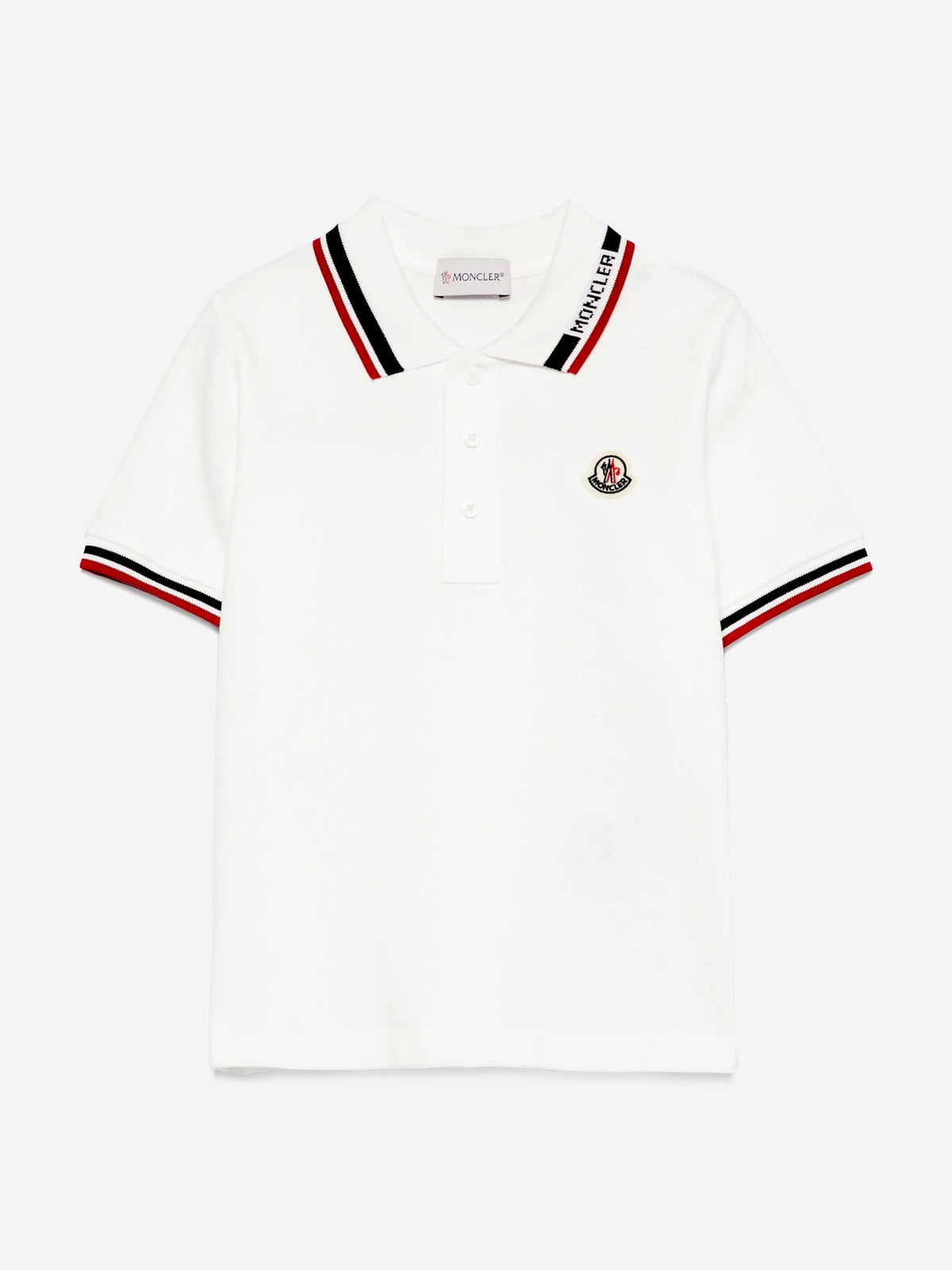 Moncler Enfant Boys Logo Polo Shirt in White | Childsplay Clothing