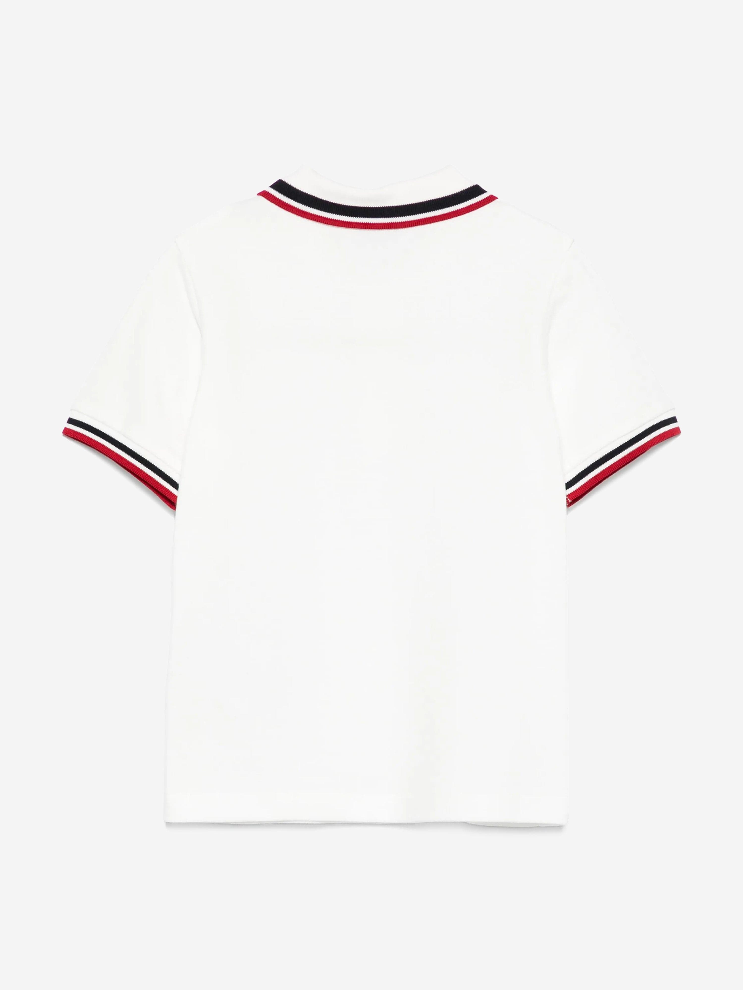 Moncler Enfant Boys Logo Polo Shirt in White | Childsplay Clothing