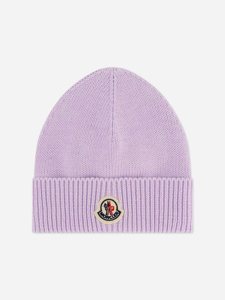 Moncler Enfant Baby Girls Logo Beanie Hat in Purple | Childsplay