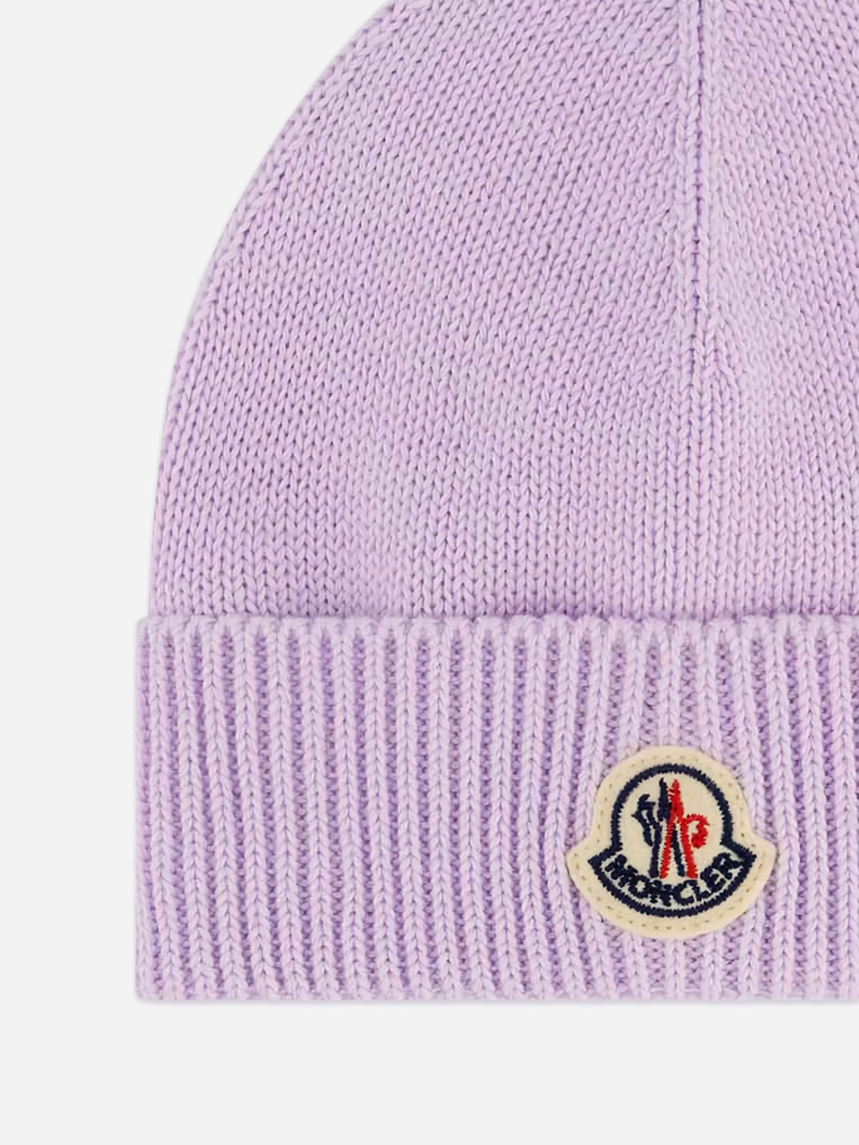 Moncler Enfant Baby Girls Logo Beanie Hat in Purple | Childsplay
