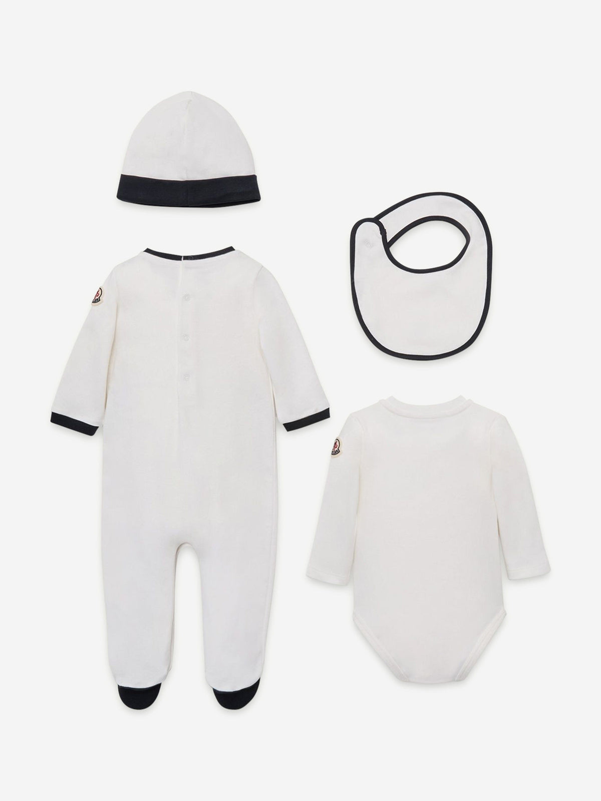 Moncler Enfant Baby 4 Piece Babygrow Gift Set in White 