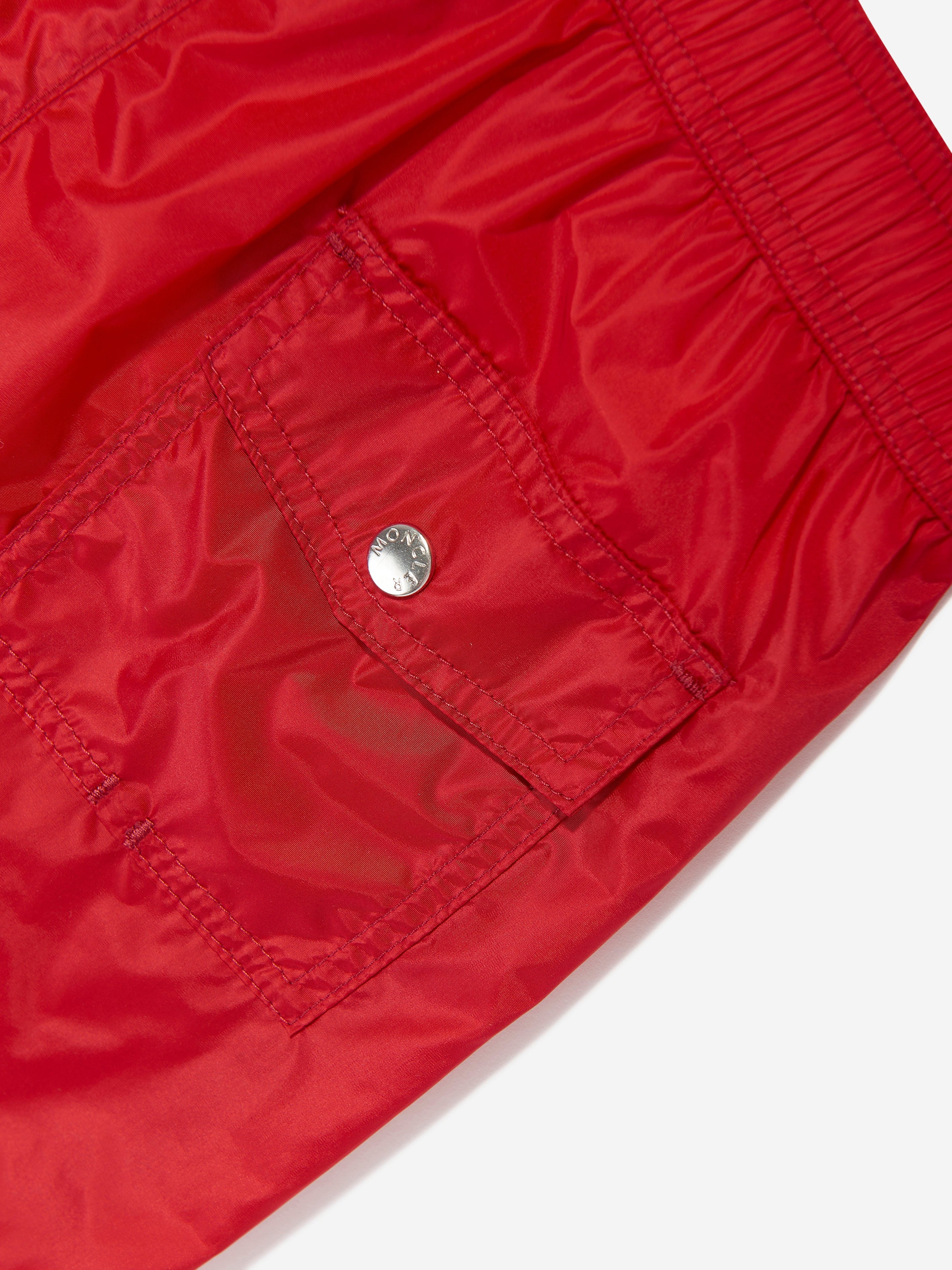 Moncler Enfant Boys Logo Swim Shorts in Red | Childsplay Clothing