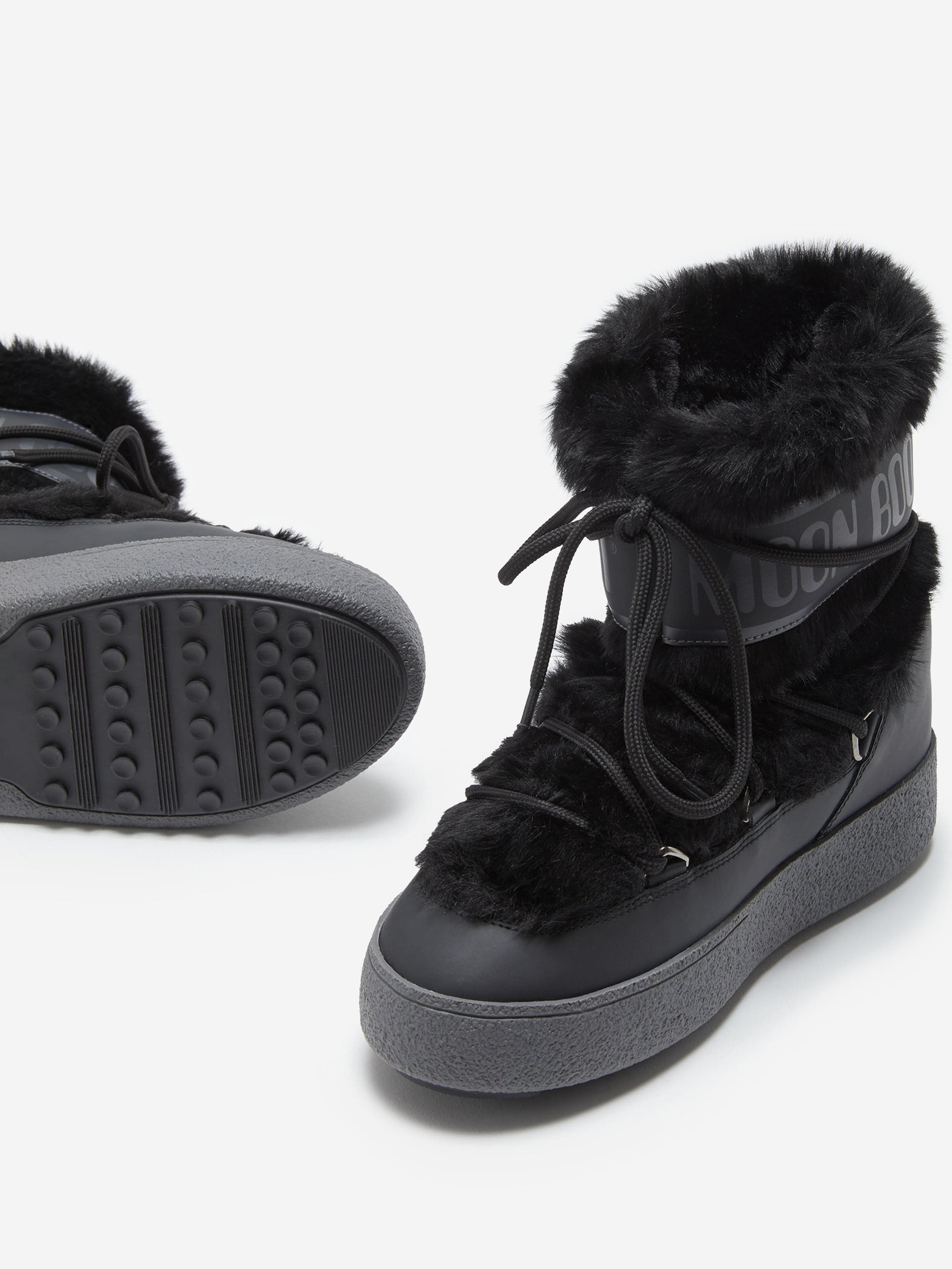 Moon Boot Girls Ltrack Faux Fur Boots in Black | Childsplay Clothing