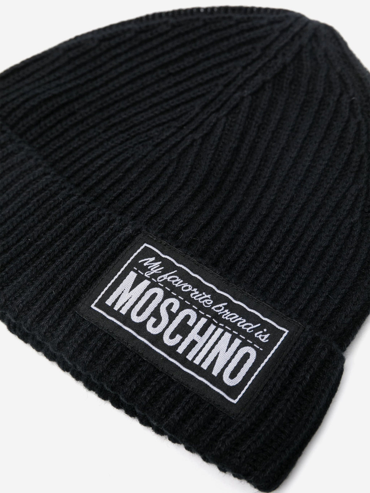 Moschino Kids Knitted Logo Beanie Hat in Black display picture 1