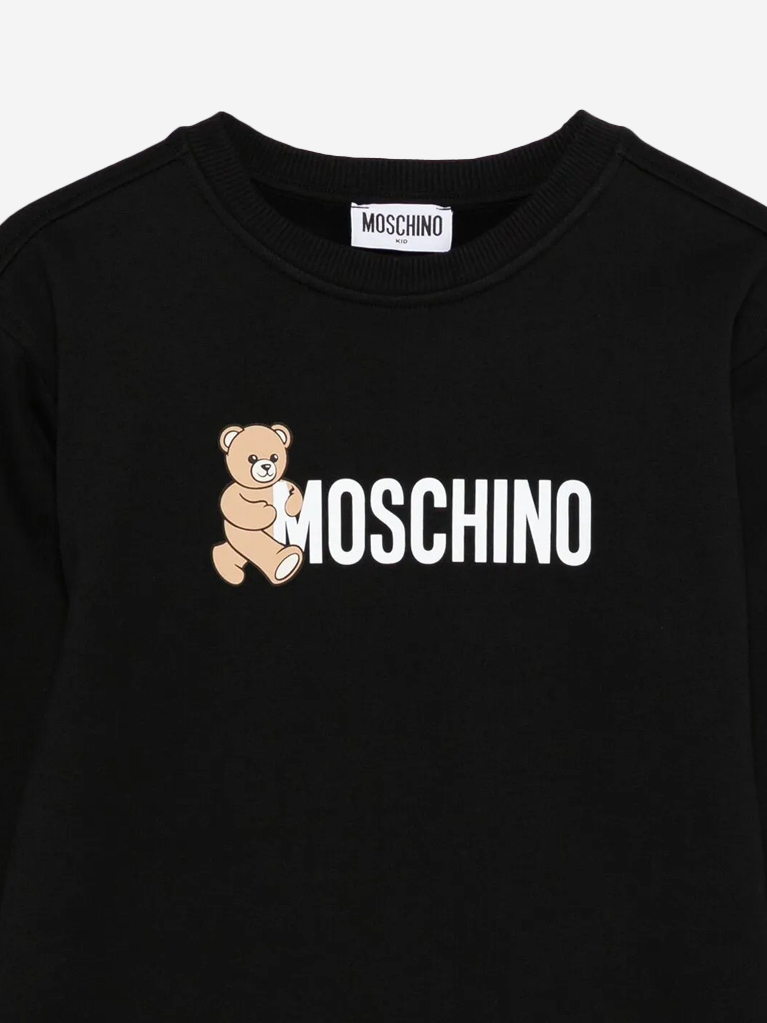 Moschino Girls Teddy Logo Sweater Dress in Black