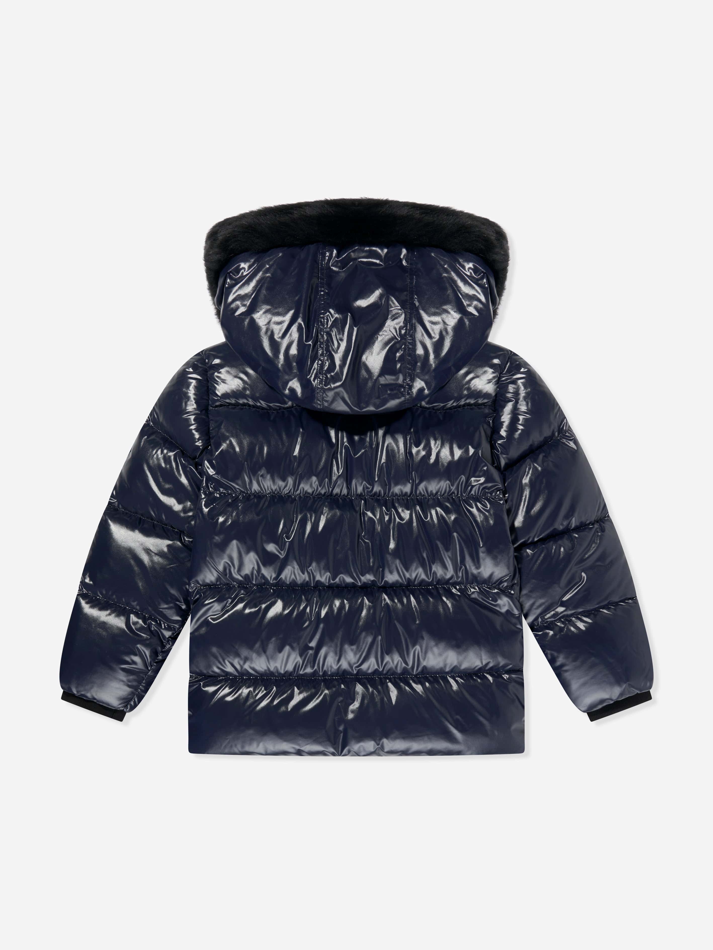 Moose Knuckles ブラック&ゴールドダウンジャケット キッズM150 Moose Knuckles Kids Kings Down Padded Puffer Jacket in Navy