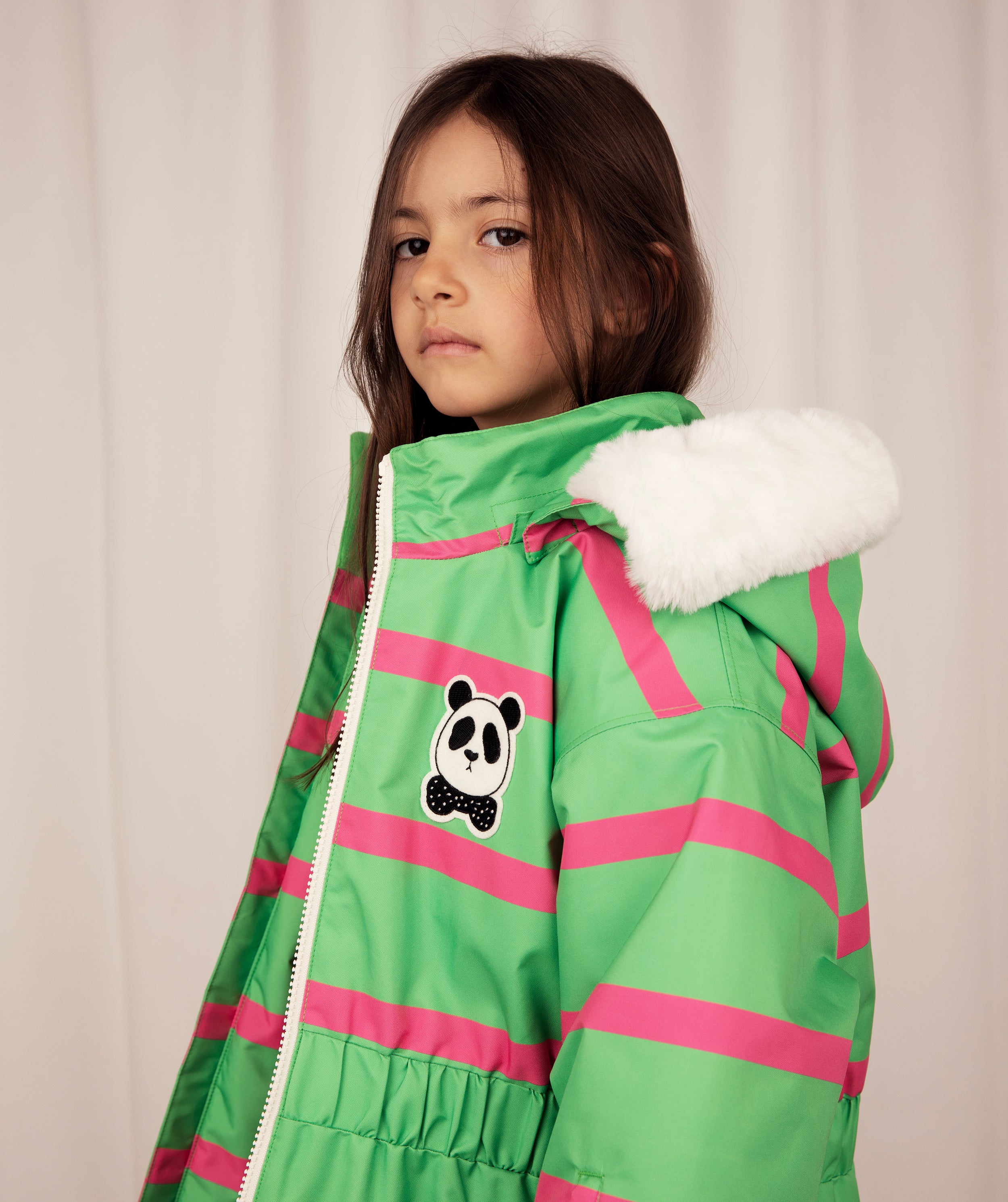 Mini Rodini 緑の女の子パンダソフトスキージャケット | Childsplay