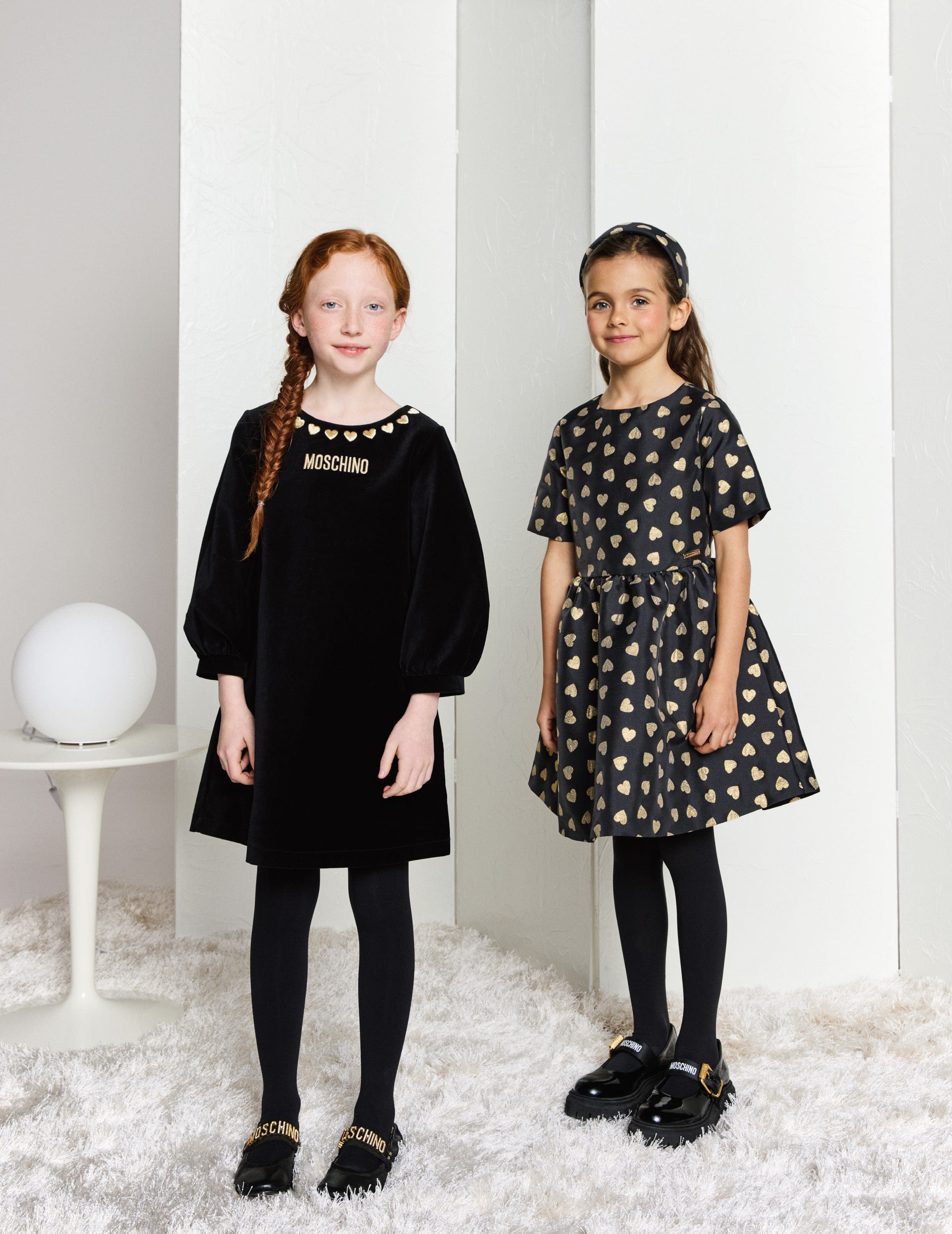 Moschino Girls All Over Hearts Dress in Black | Childsplay Clothing